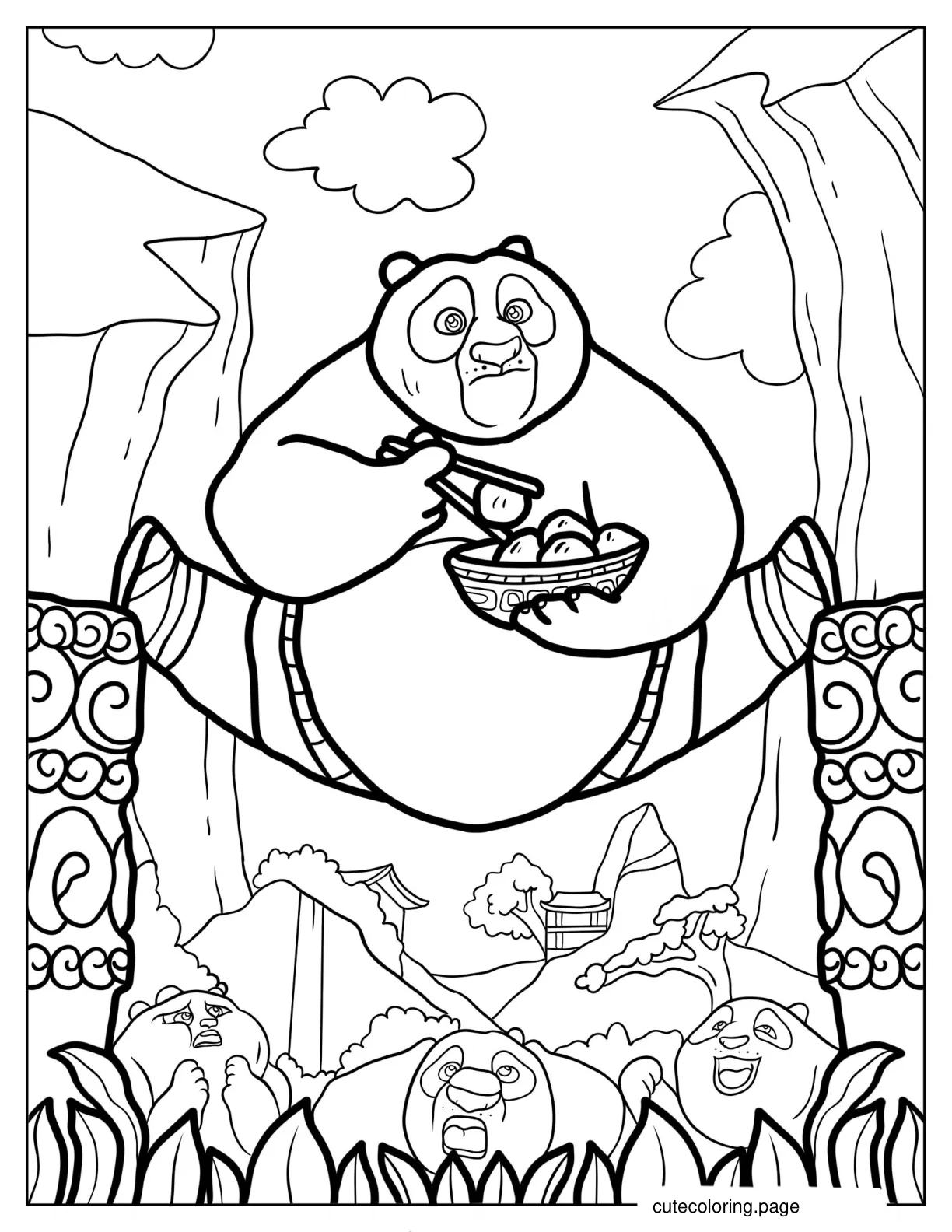 Po Doing The Splits While Eating Coloring In coloring page