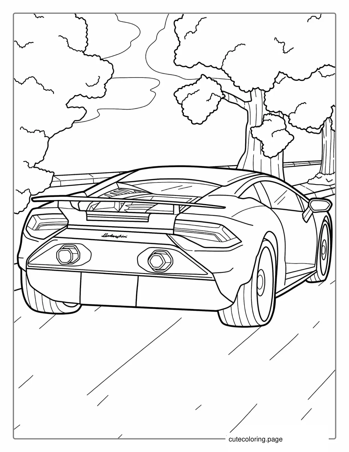 Back Profile Of Lamborghini Aventador To Color coloring page