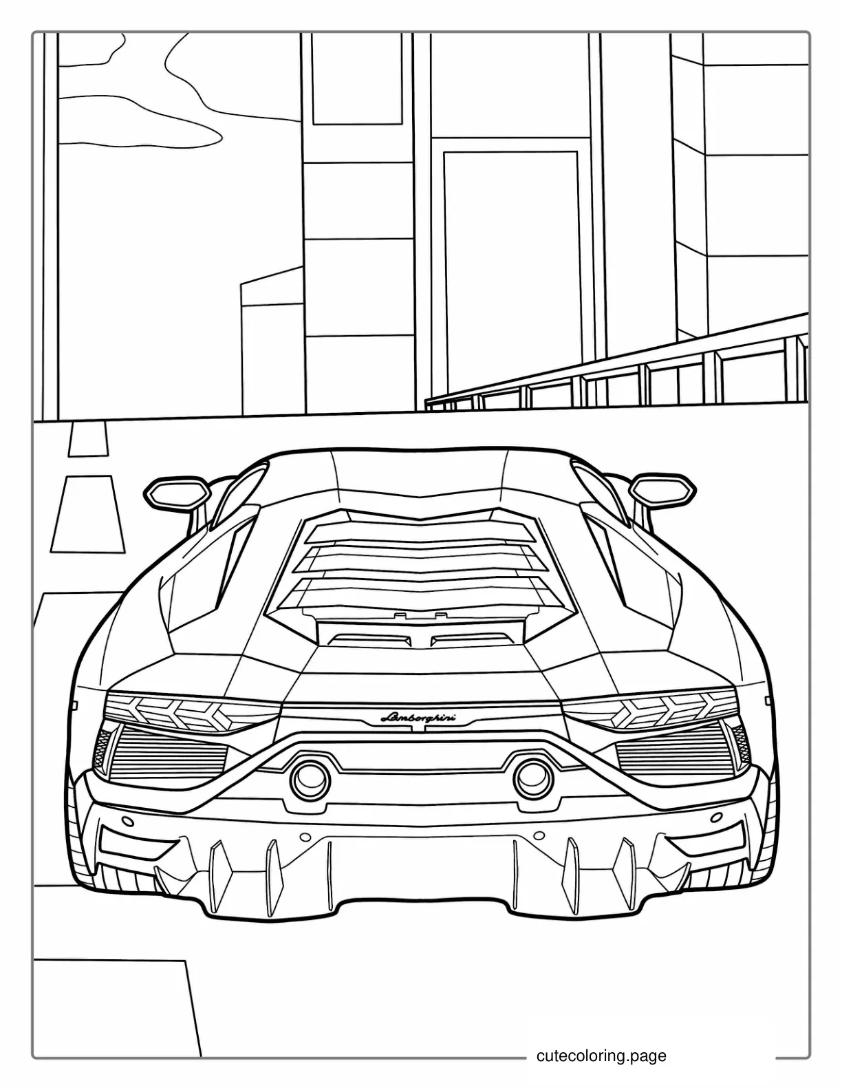 Coloring Page Of Lamborghini Huracan Engine coloring page