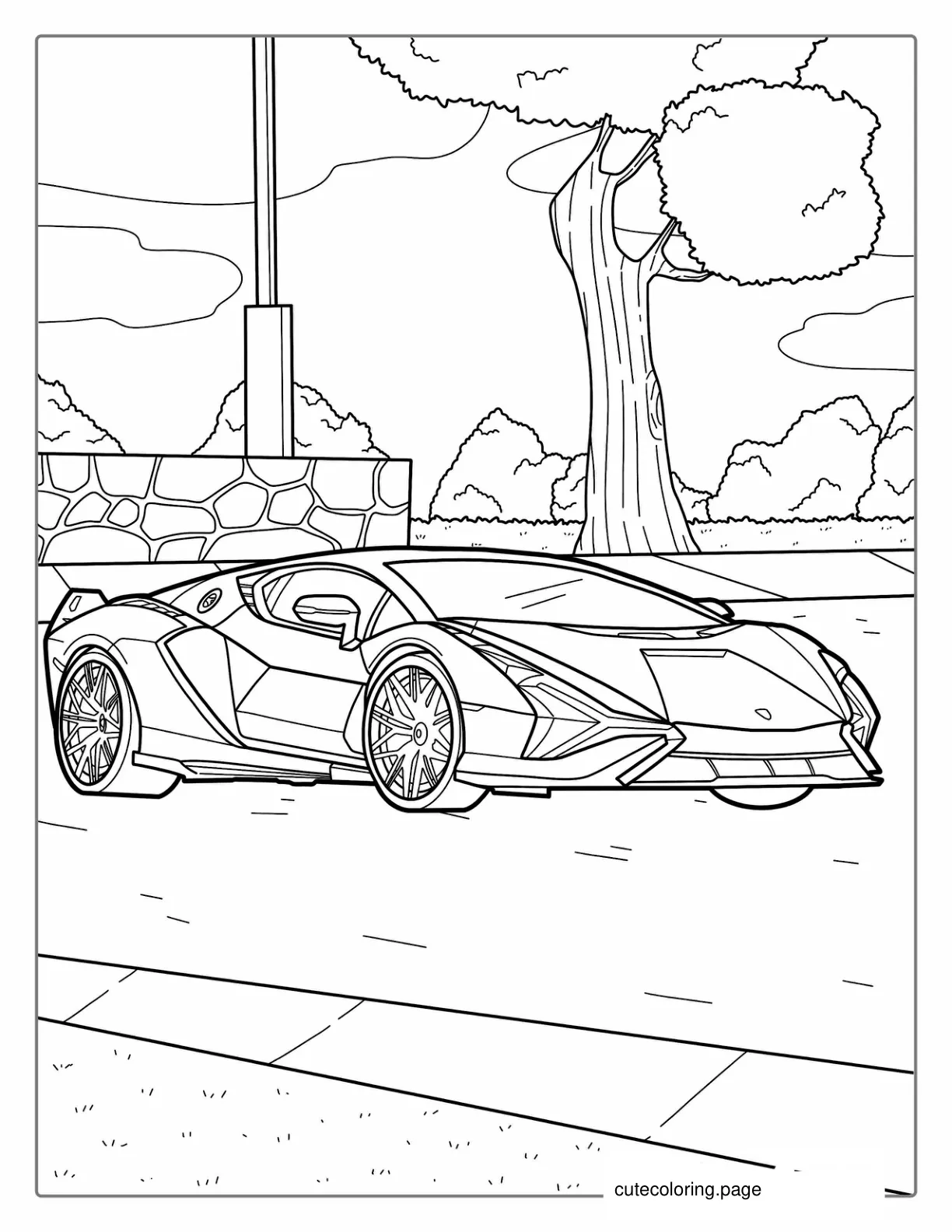 Detailed Lamborghini Aventador Coloring Sheet coloring page