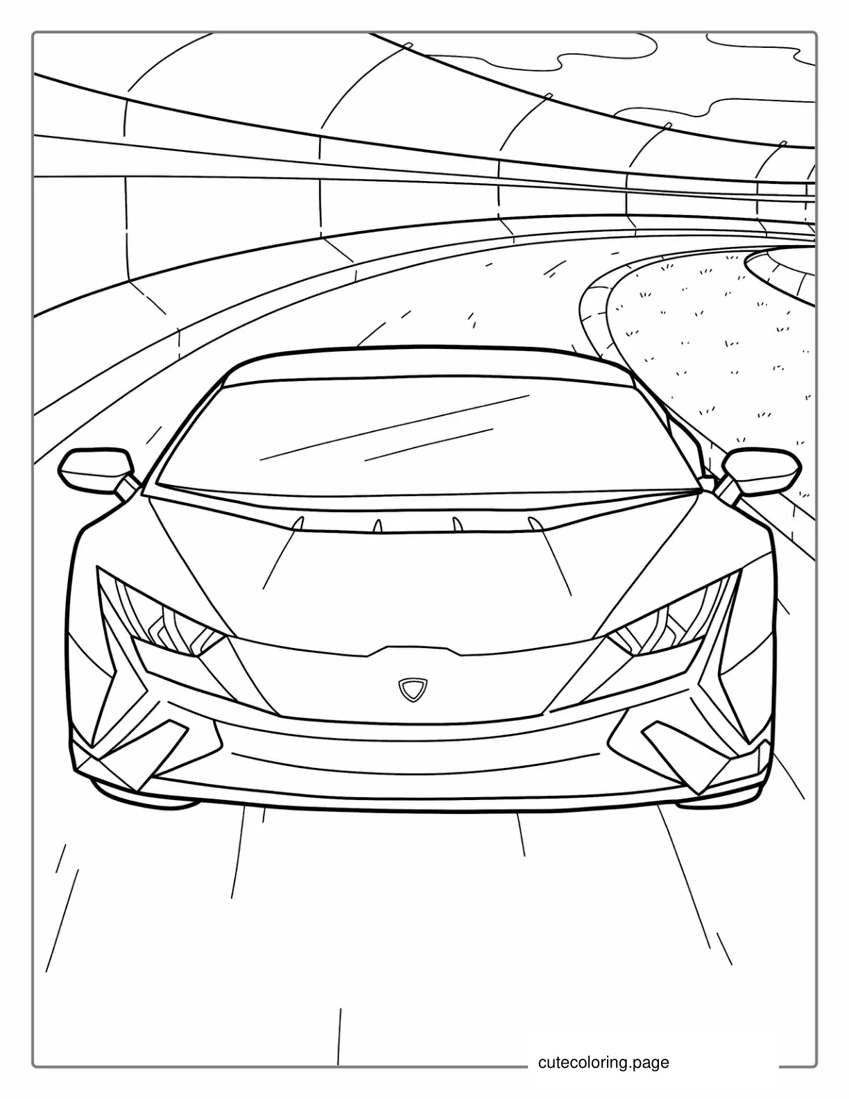 Front Profile Of Lamborghini Aventador Grill coloring page