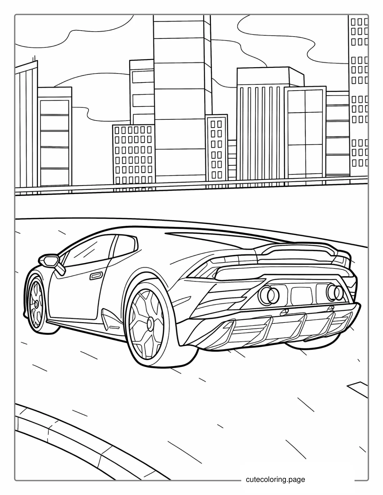 Lamborghini Aventador On Highway Coloring Sheet coloring page