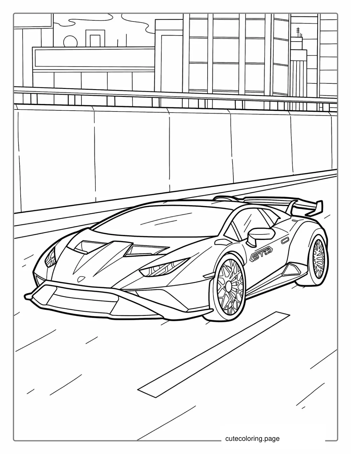 Lamborghini Huracan With Spoiler To Color coloring page