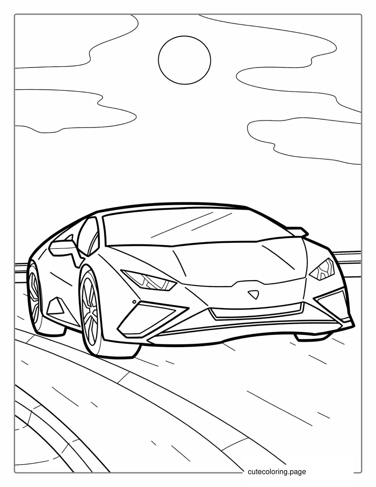 Simple Outline Of a Lamborghini Supercar coloring page