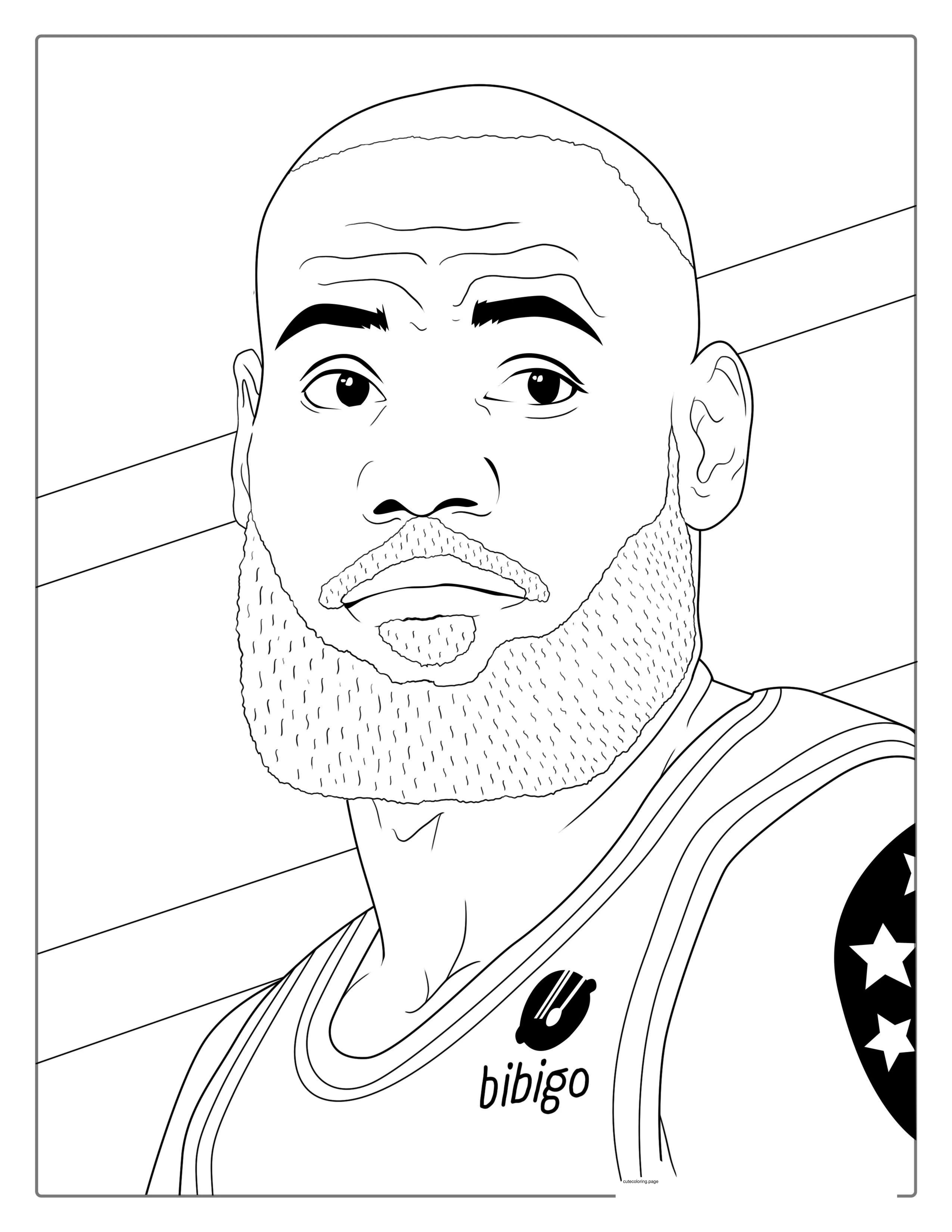 Close Up Of LeBron James For Adults Coloring coloring page