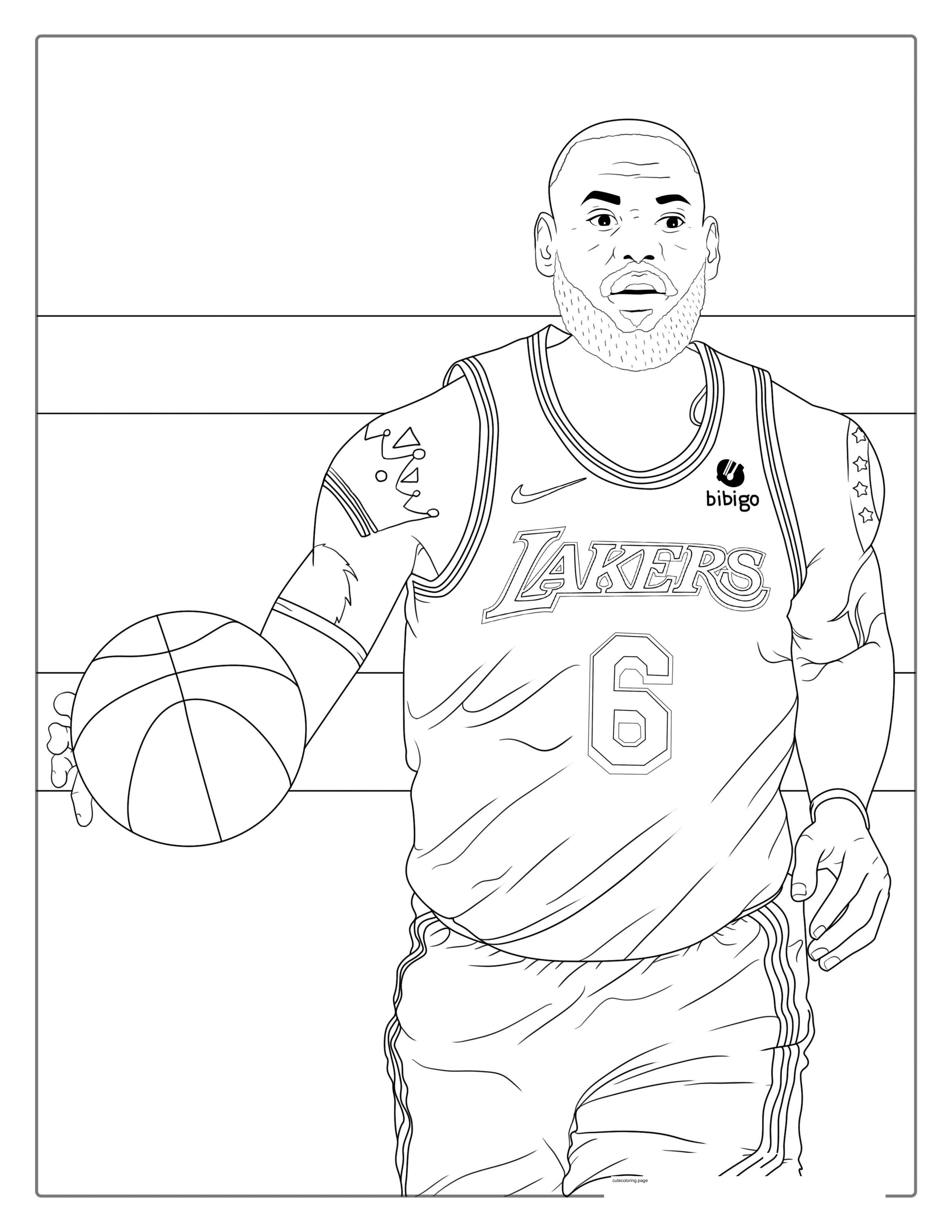 LA Lakers LeBron James For Coloring In coloring page