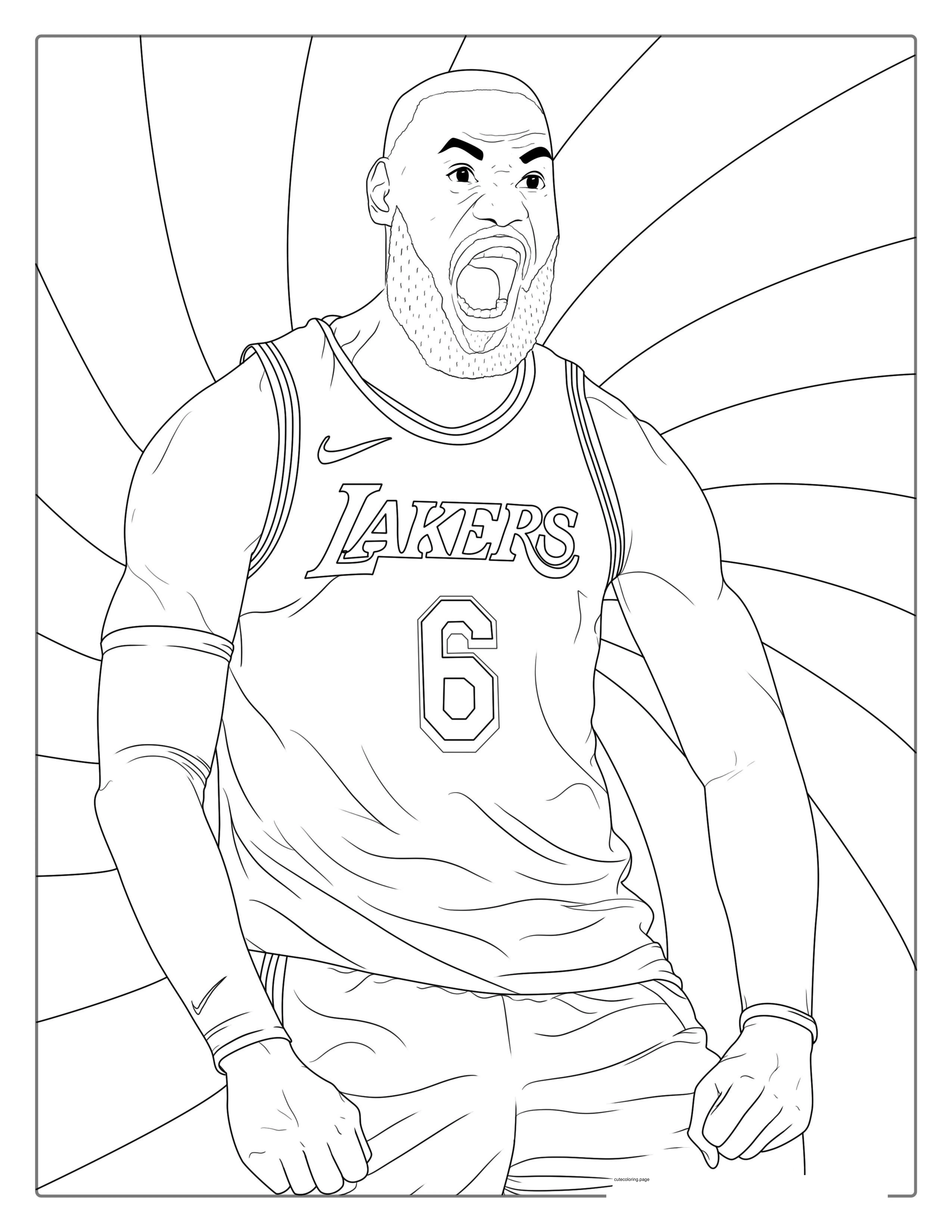 LeBron James Celebrating LA Lakers Coloring Sheet coloring page