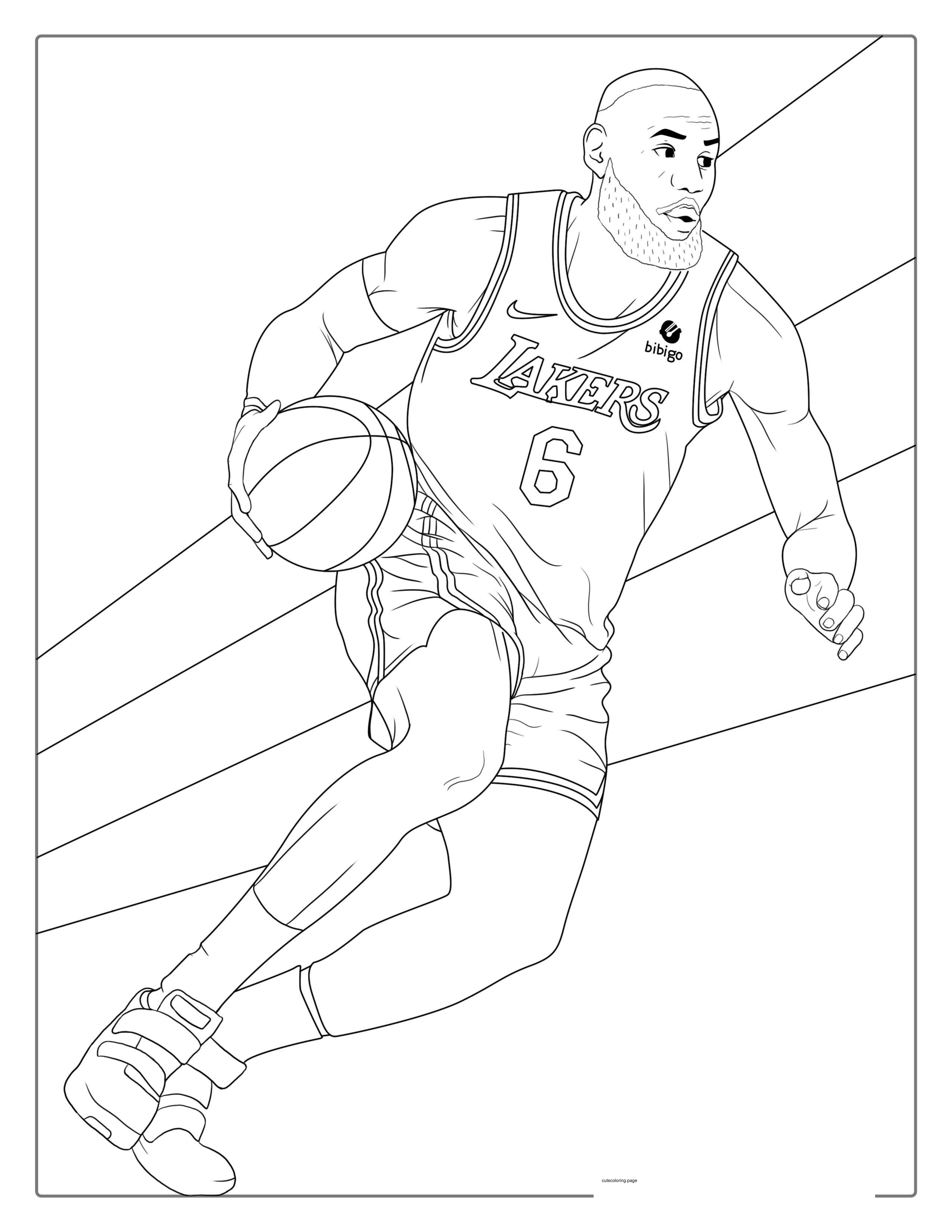 LeBron James Dribbling Coloring Sheet coloring page