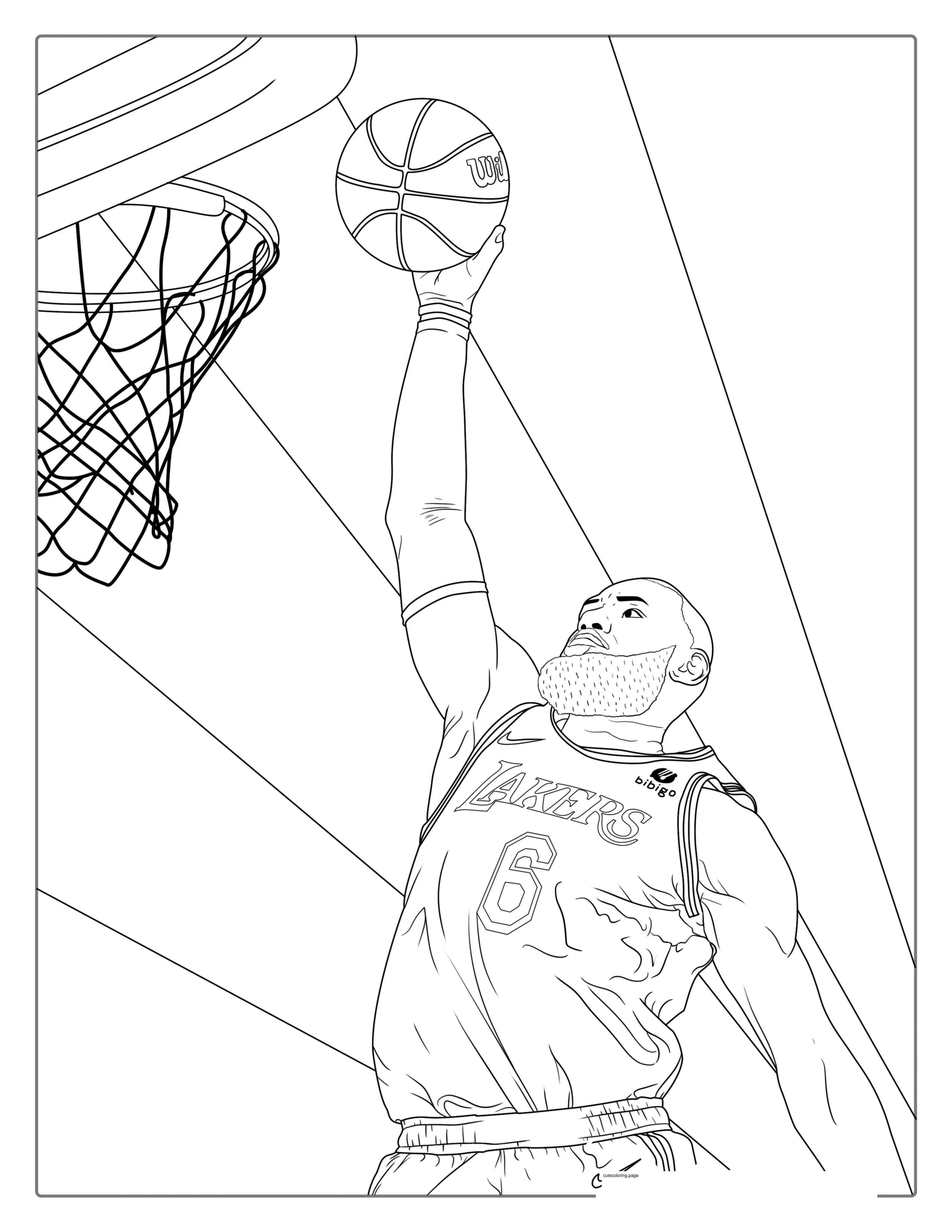 LeBron James Dunking Coloring Page coloring page