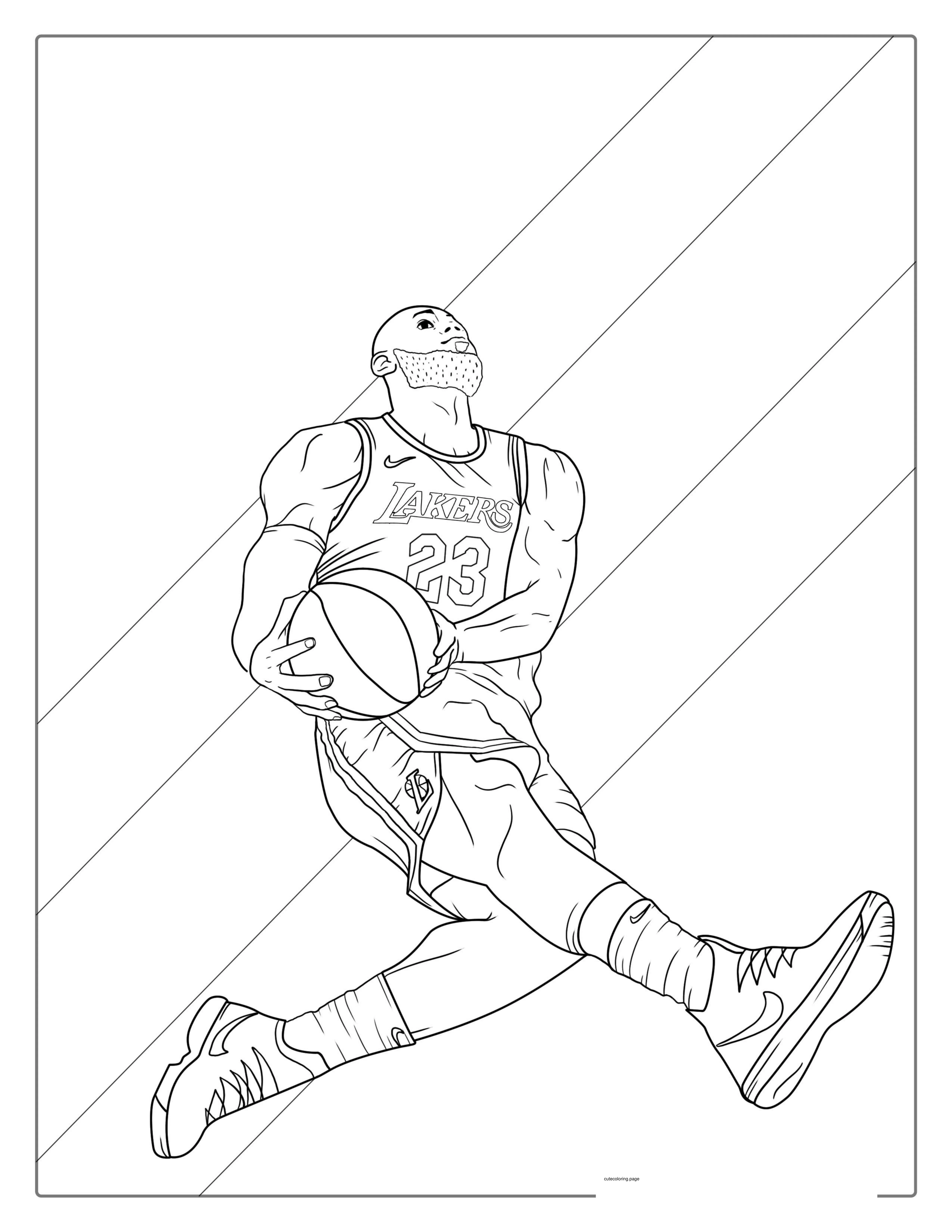 LeBron James LA Lakers Coloring Sheet coloring page