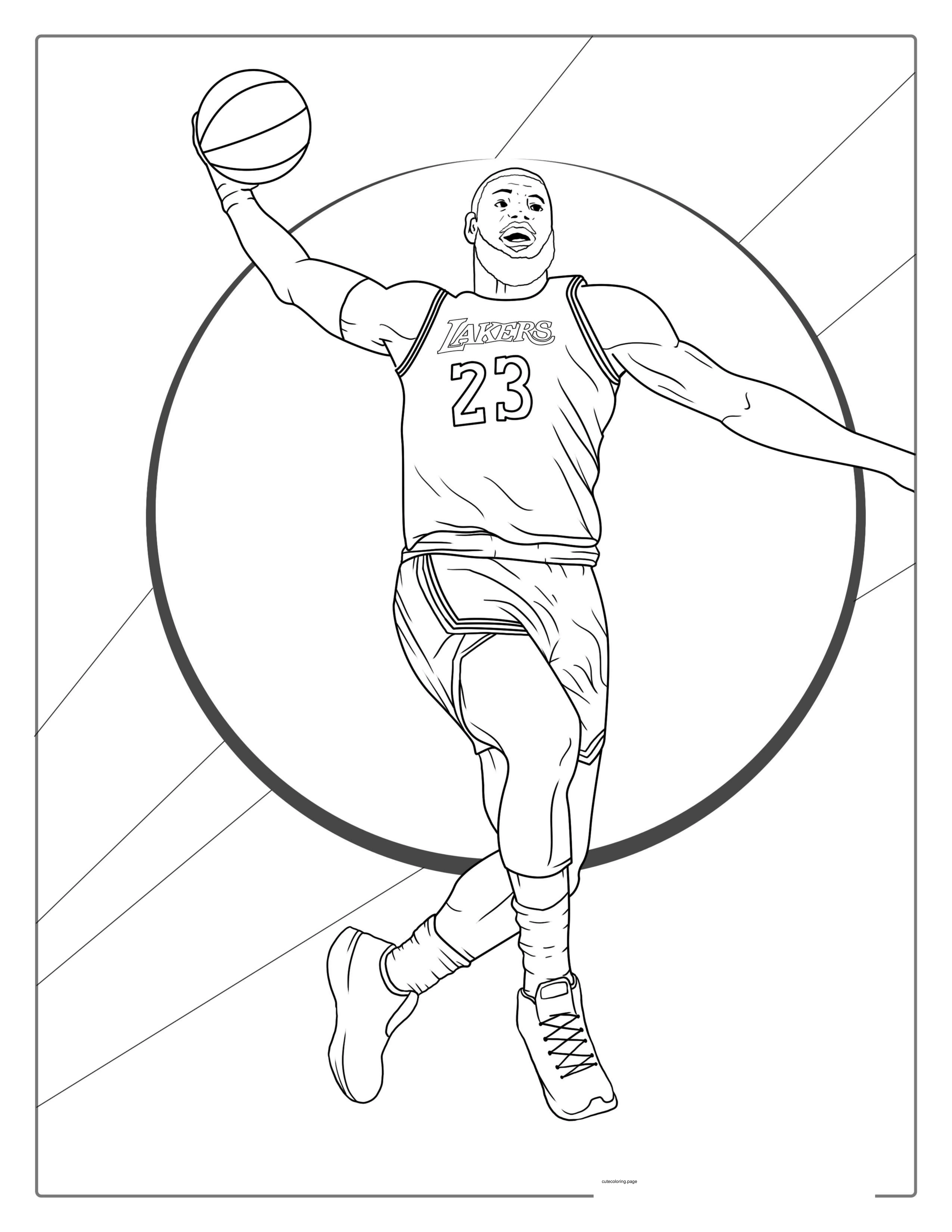 LeBron James Leaping Through The Air Coloring  coloring page