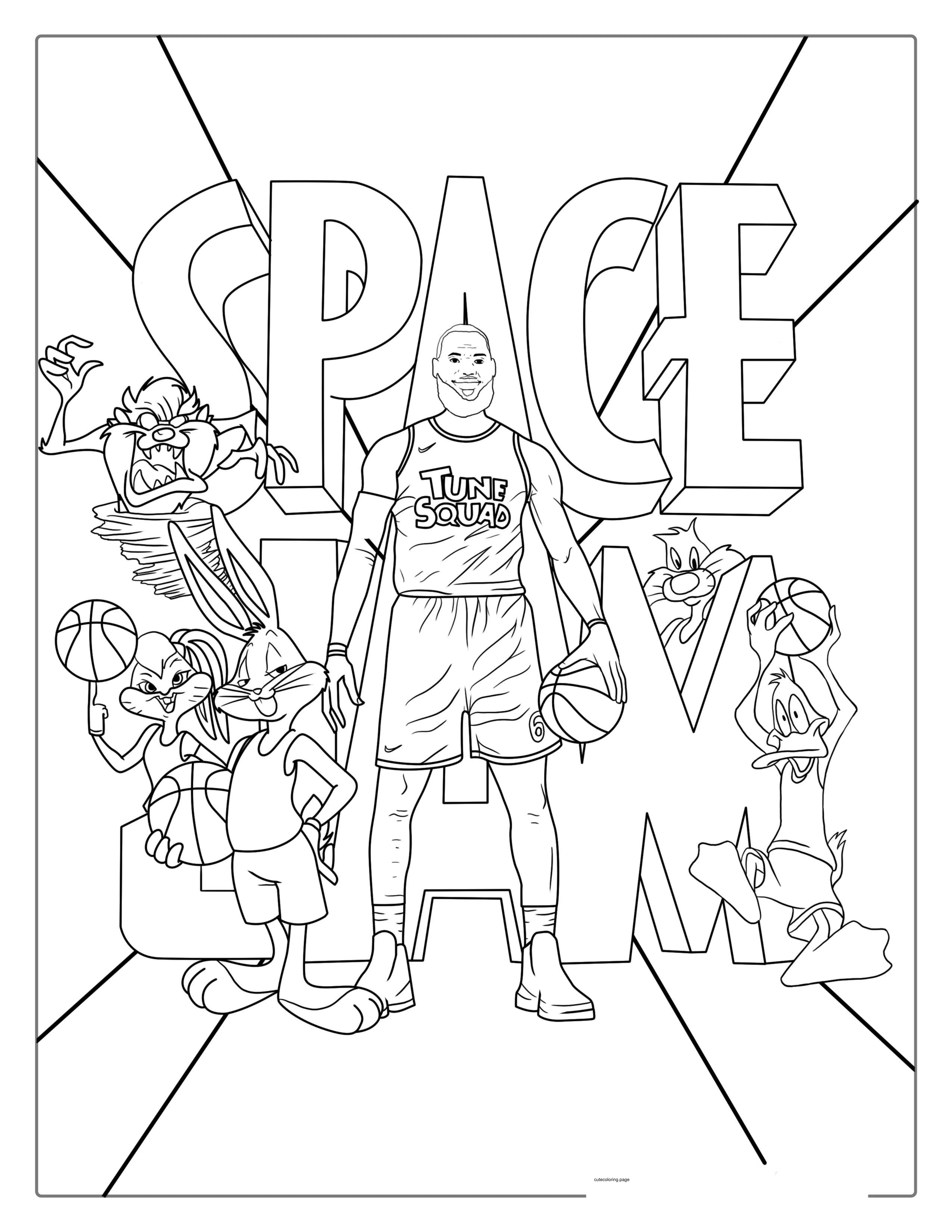 LeBron James Space Jam Looney Tunes coloring page