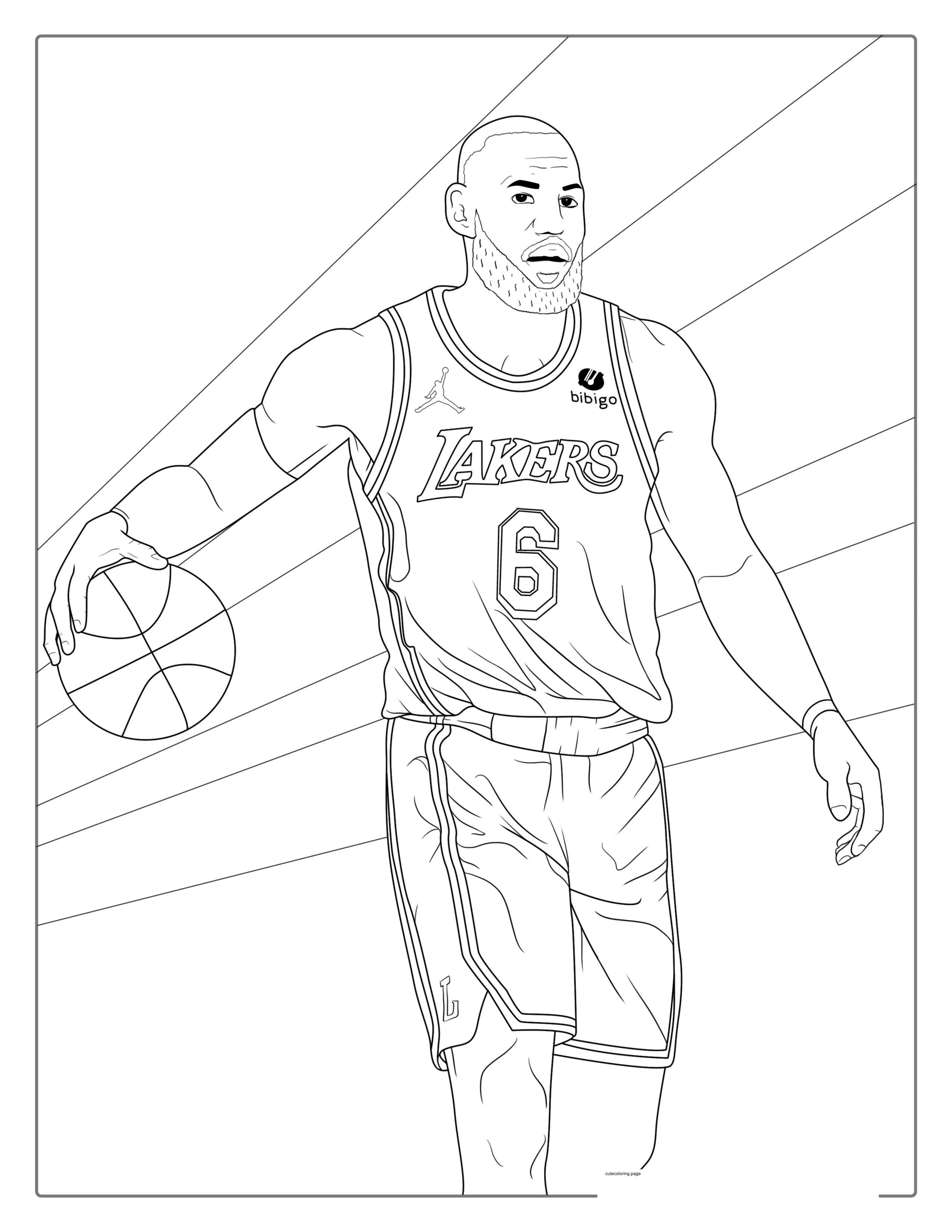 LeBron James With Basketball Coloring Pages coloring page