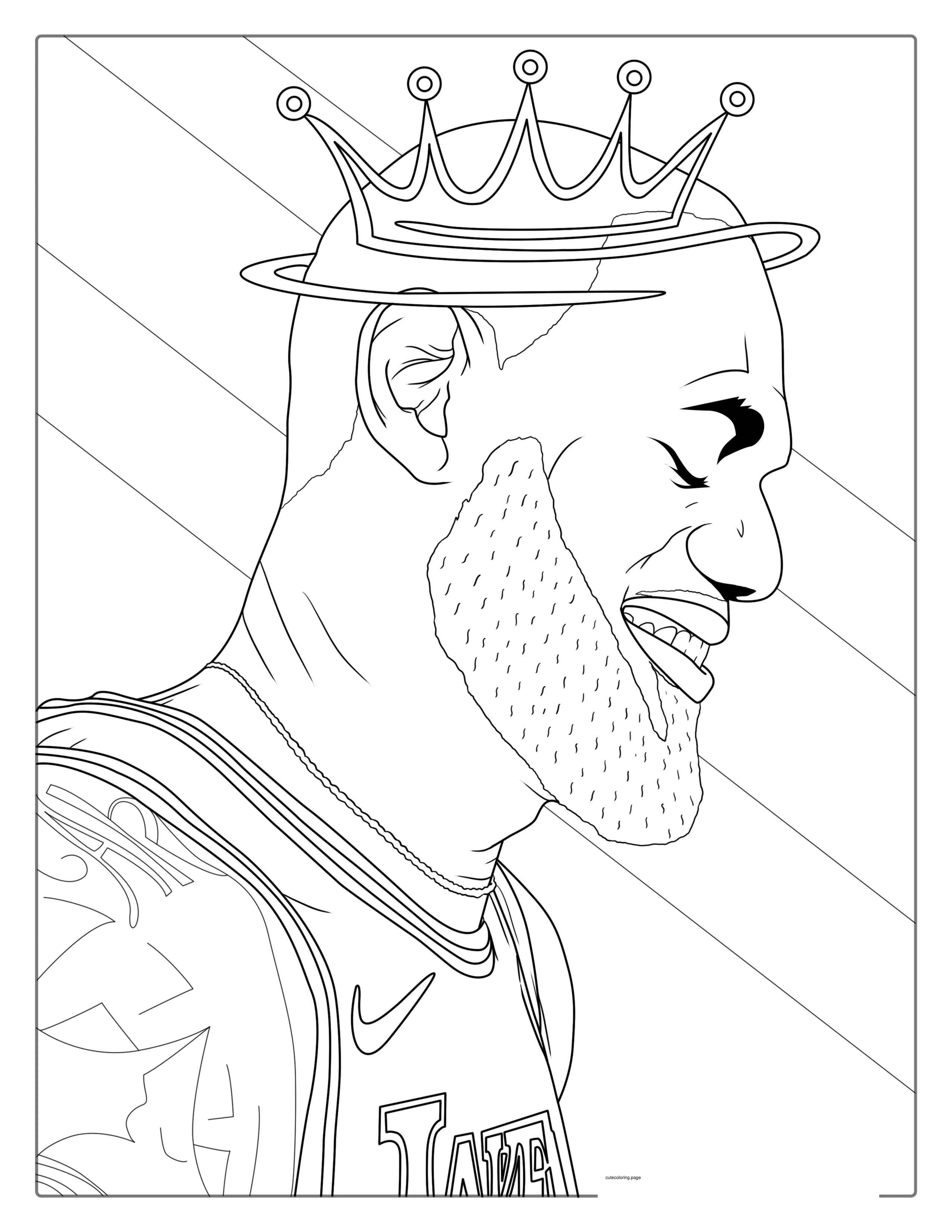 Smiling LeBron James King Coloring In coloring page