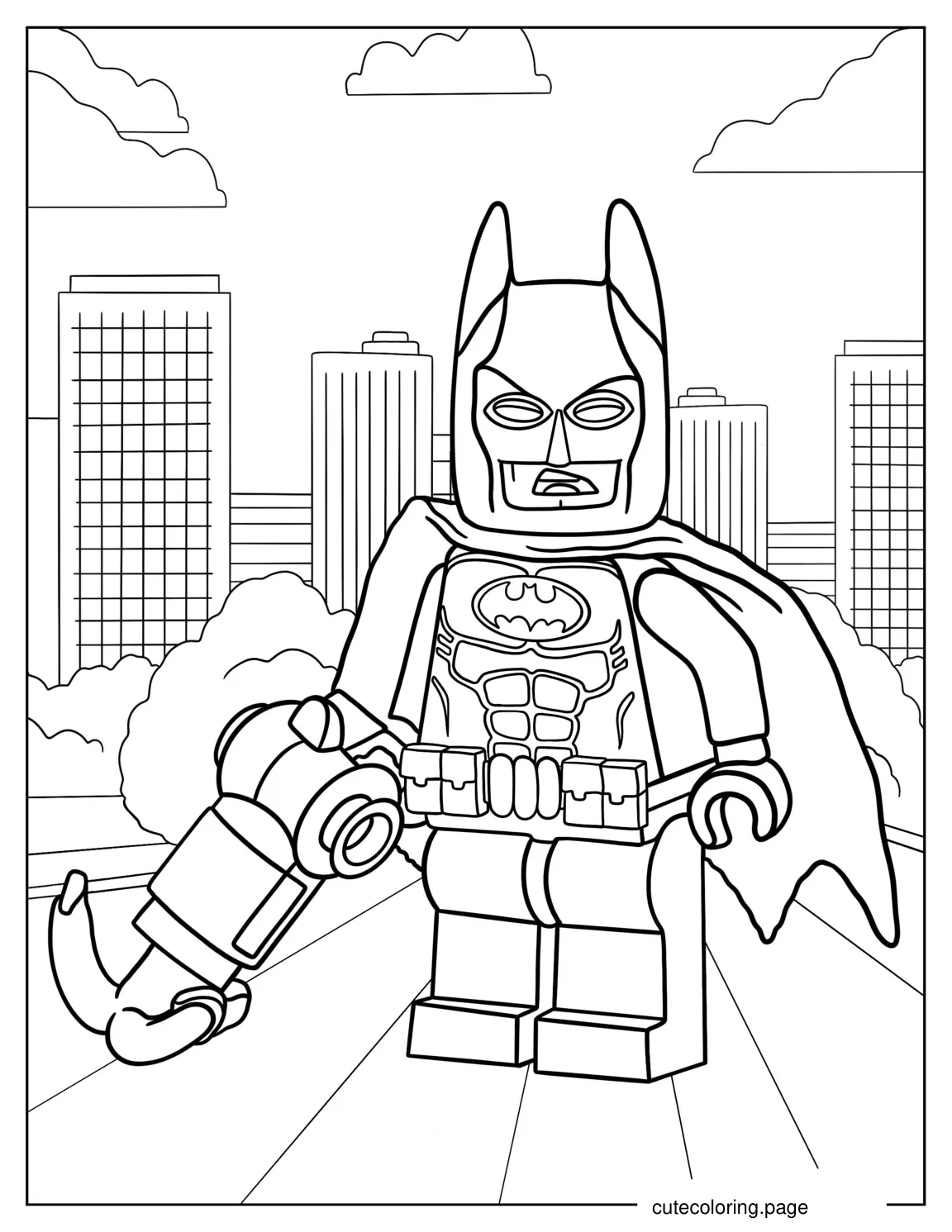 Detailed Lego Batman In City To Color coloring page