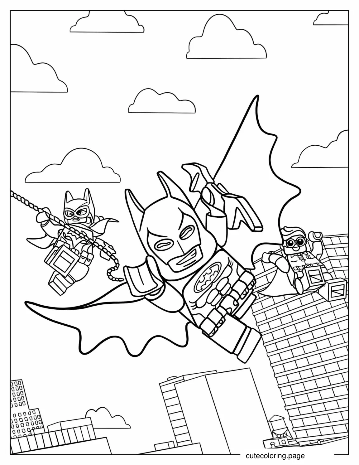 Lego Batman Catwoman And Robin Coloring Page 1 coloring page