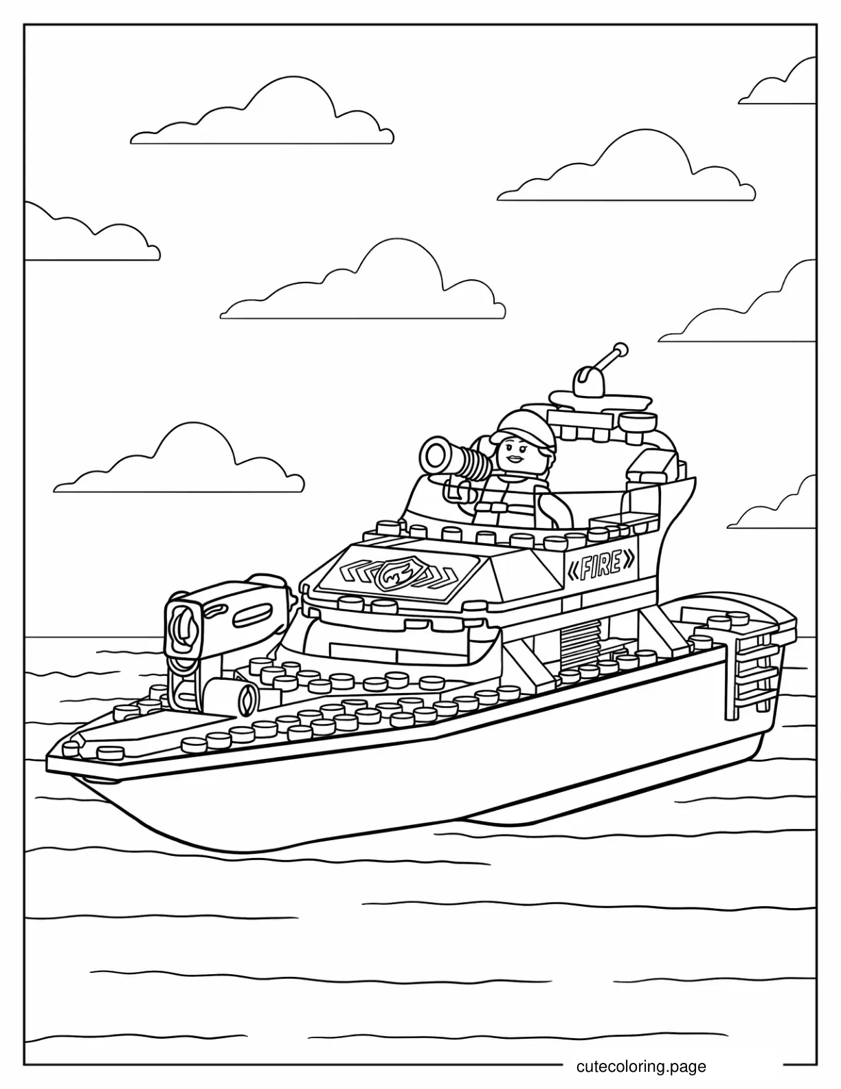 Coloring Sheet Of City Fire Rescue Boat coloring page