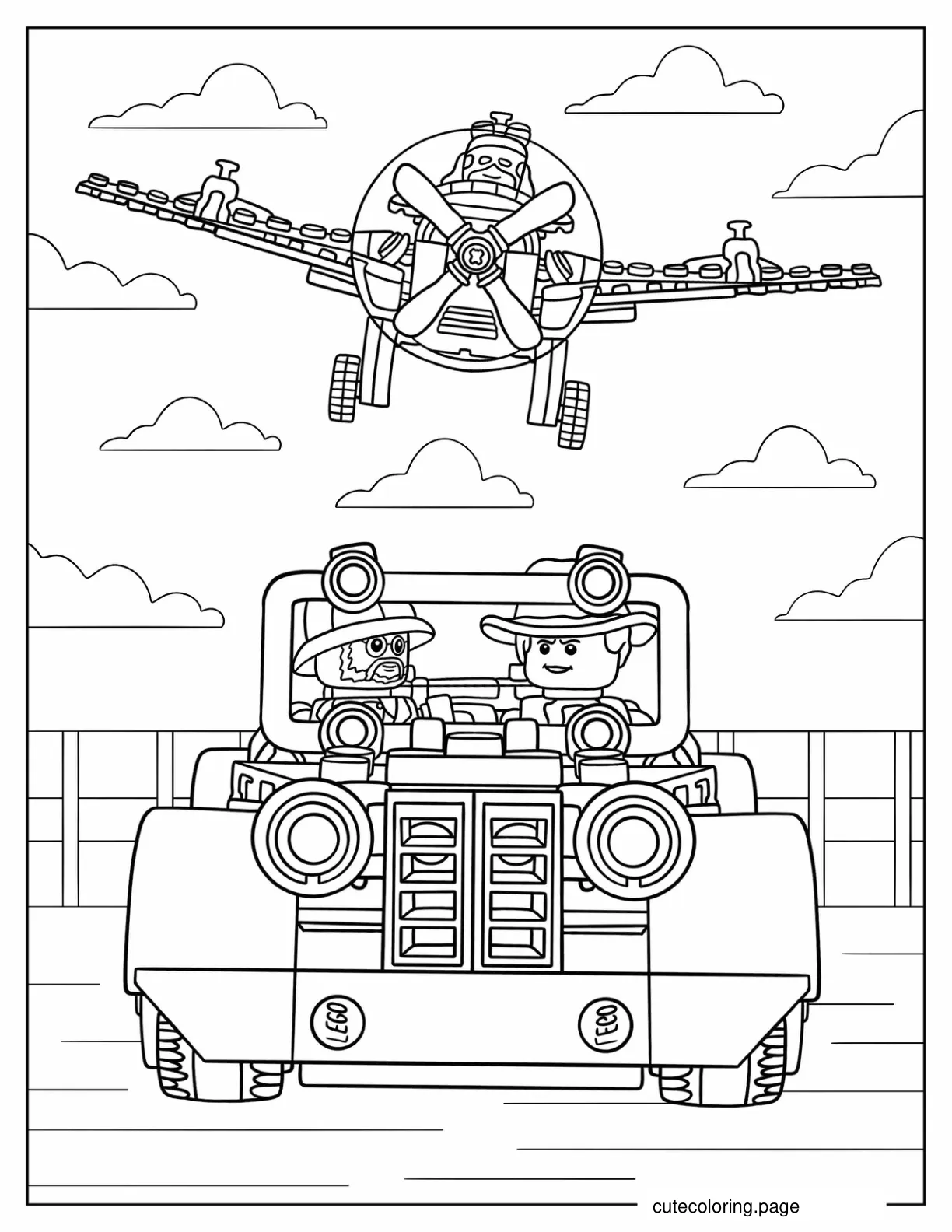 Coloring Sheet Of Lego Indiana Jones Fighter Plane Chase coloring page