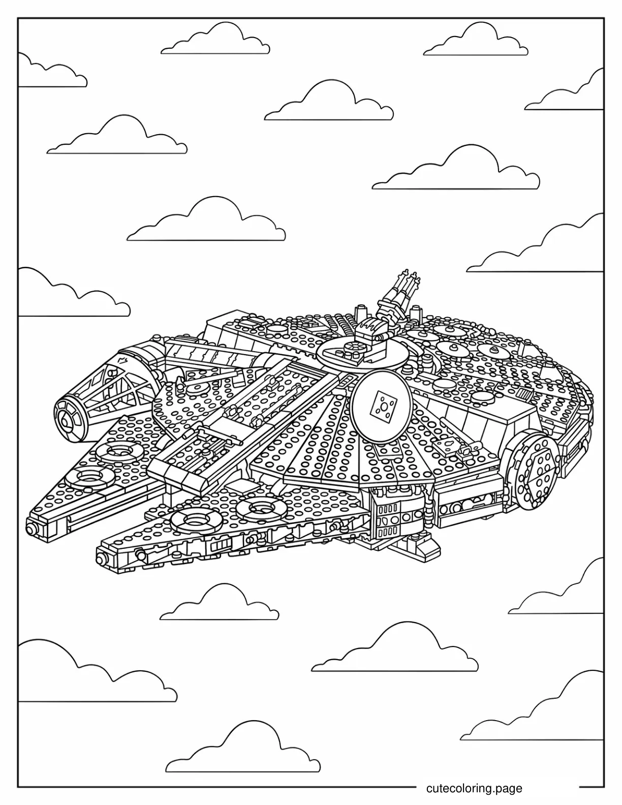 Detailed Coloring Sheet Of Star Wars Millennium Falcon coloring page