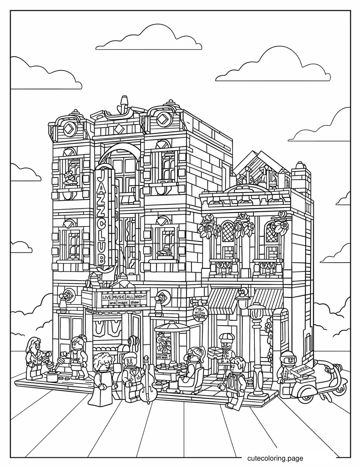 Detailed LEGO Icons 10312 Jazz Club Coloring In coloring page