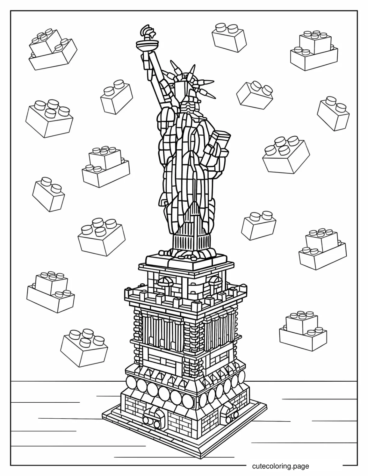 Detailed Lego Statue Of Liberty coloring page