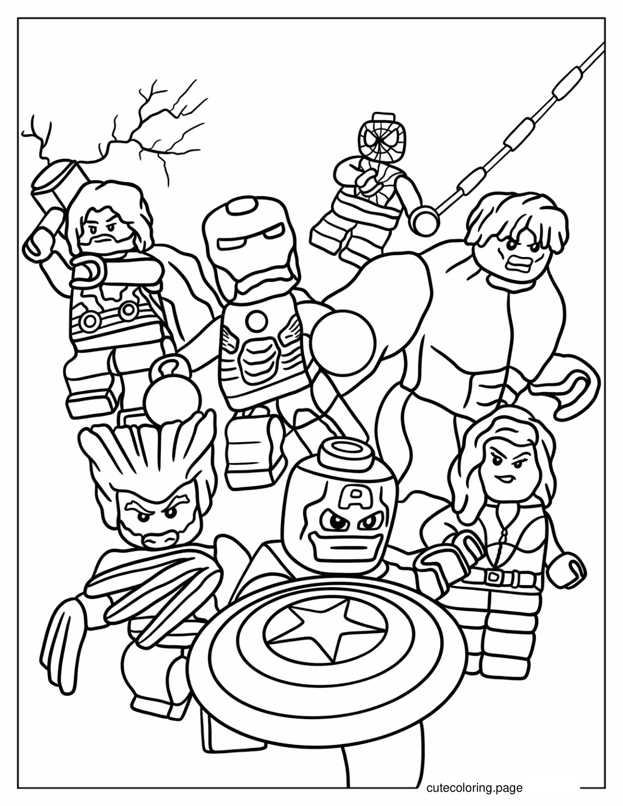 Easy Lego Avengers Coloring Page coloring page