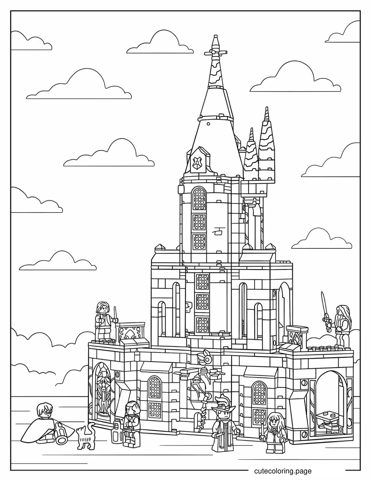 Intricate Lego Hogwarts Coloring Page coloring page