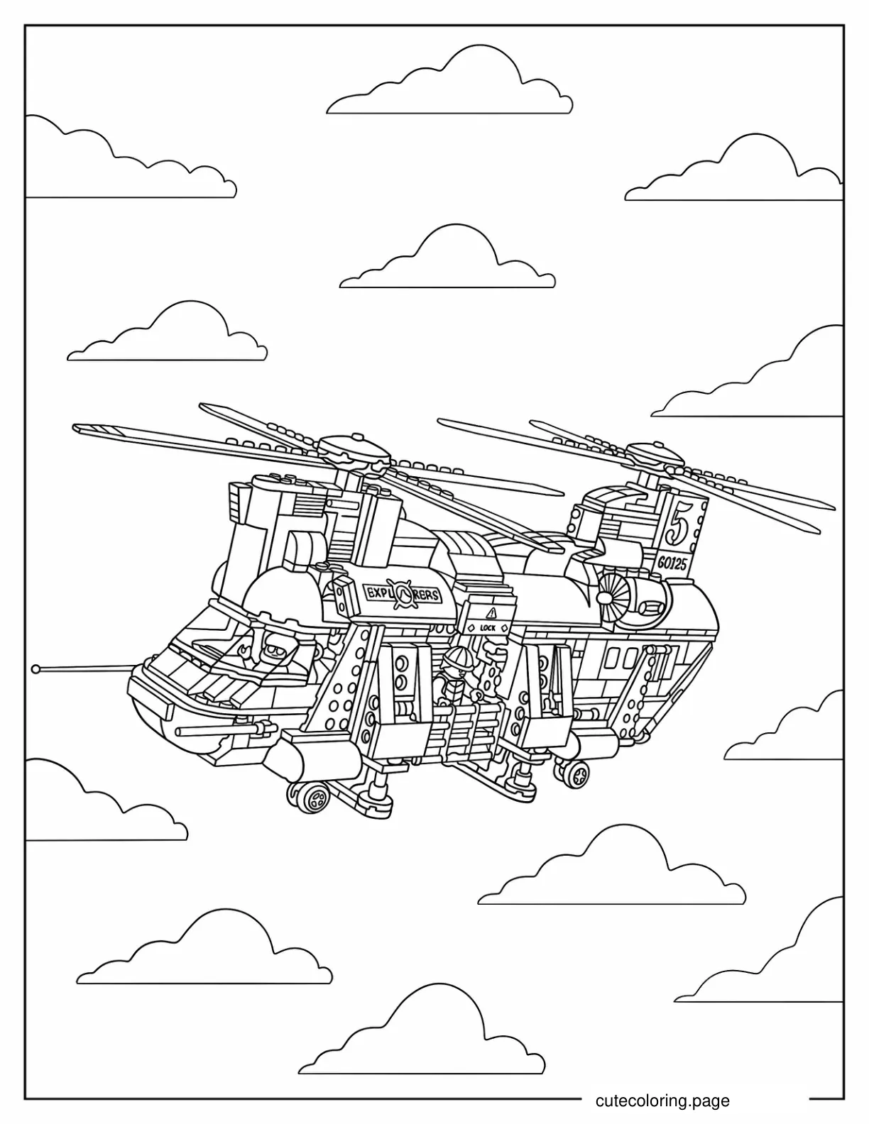 LEGO City Volcano Heavy lift Helicopter Coloring Page coloring page