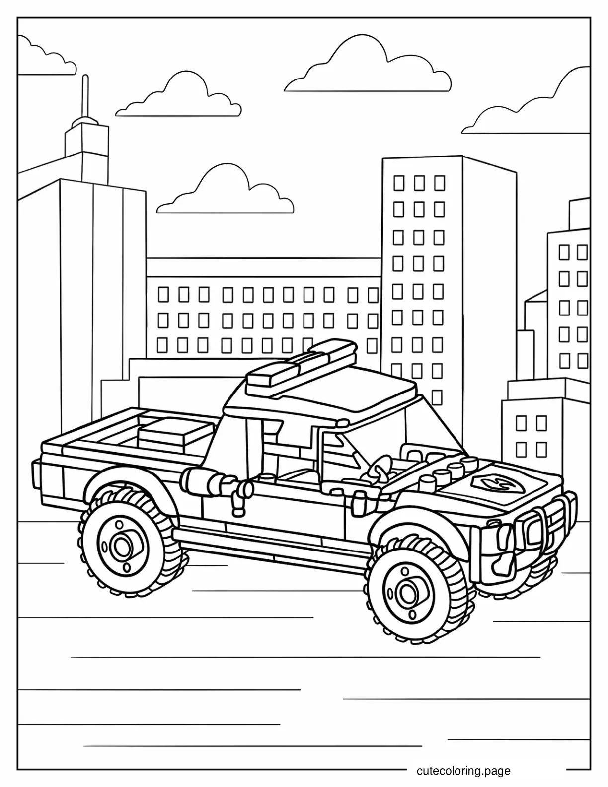 Lego City Fire Rescue _ Police Chase Truck coloring page