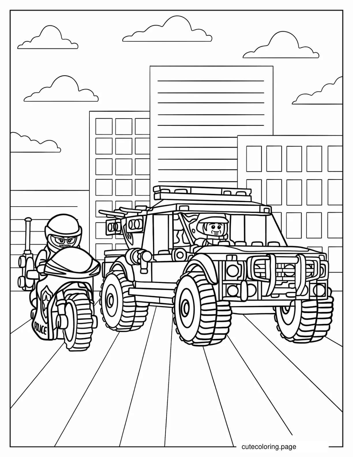 Lego City Fire Rescue _ Police Chase coloring page