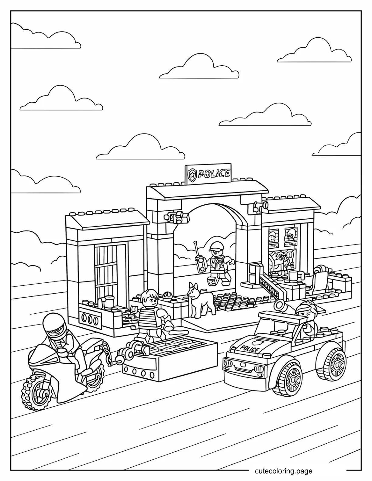 Lego City Police Station Chase Coloring In coloring page