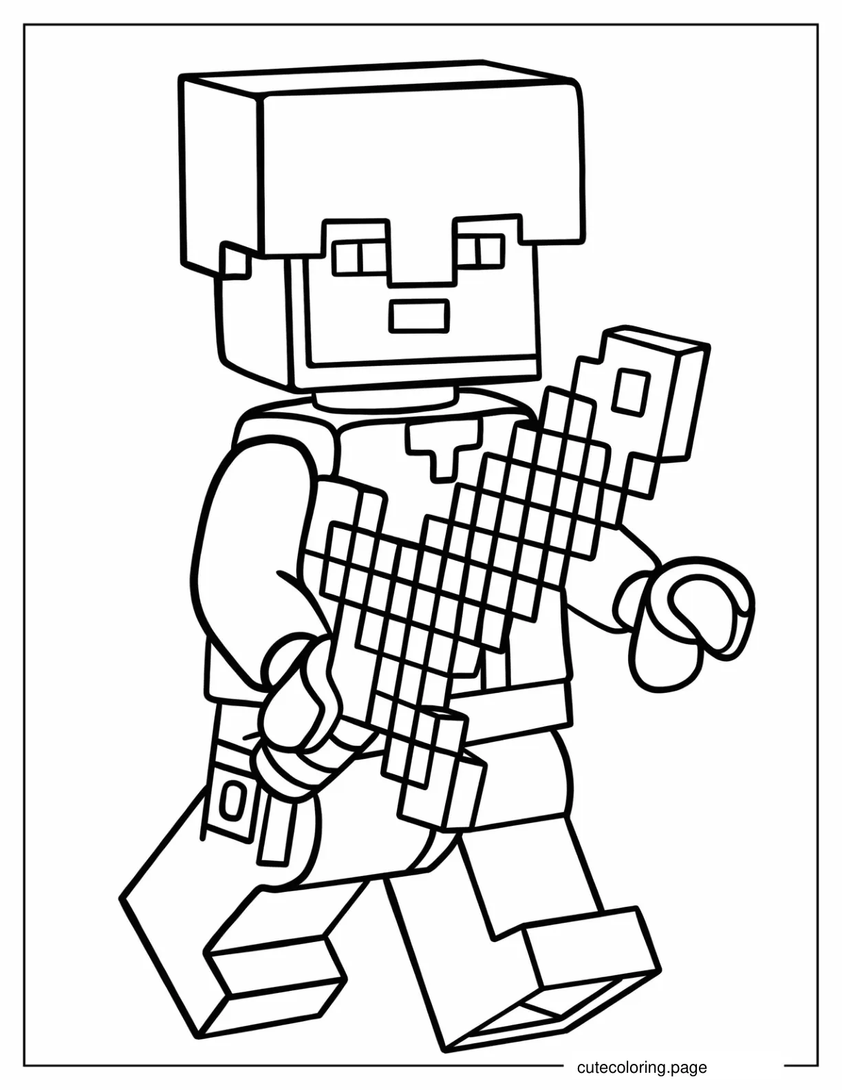 Outline Of Lego Minecraft Guardian Warrior  coloring page