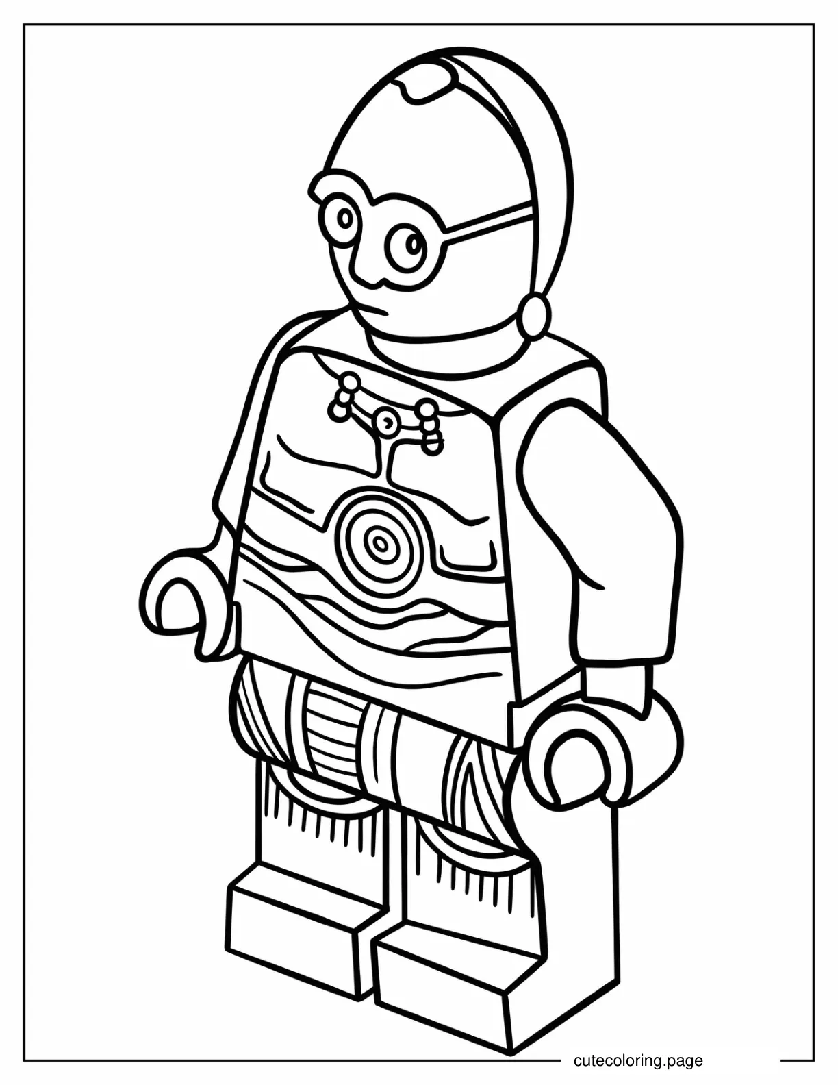 Simple Lego C3PO For Kids coloring page