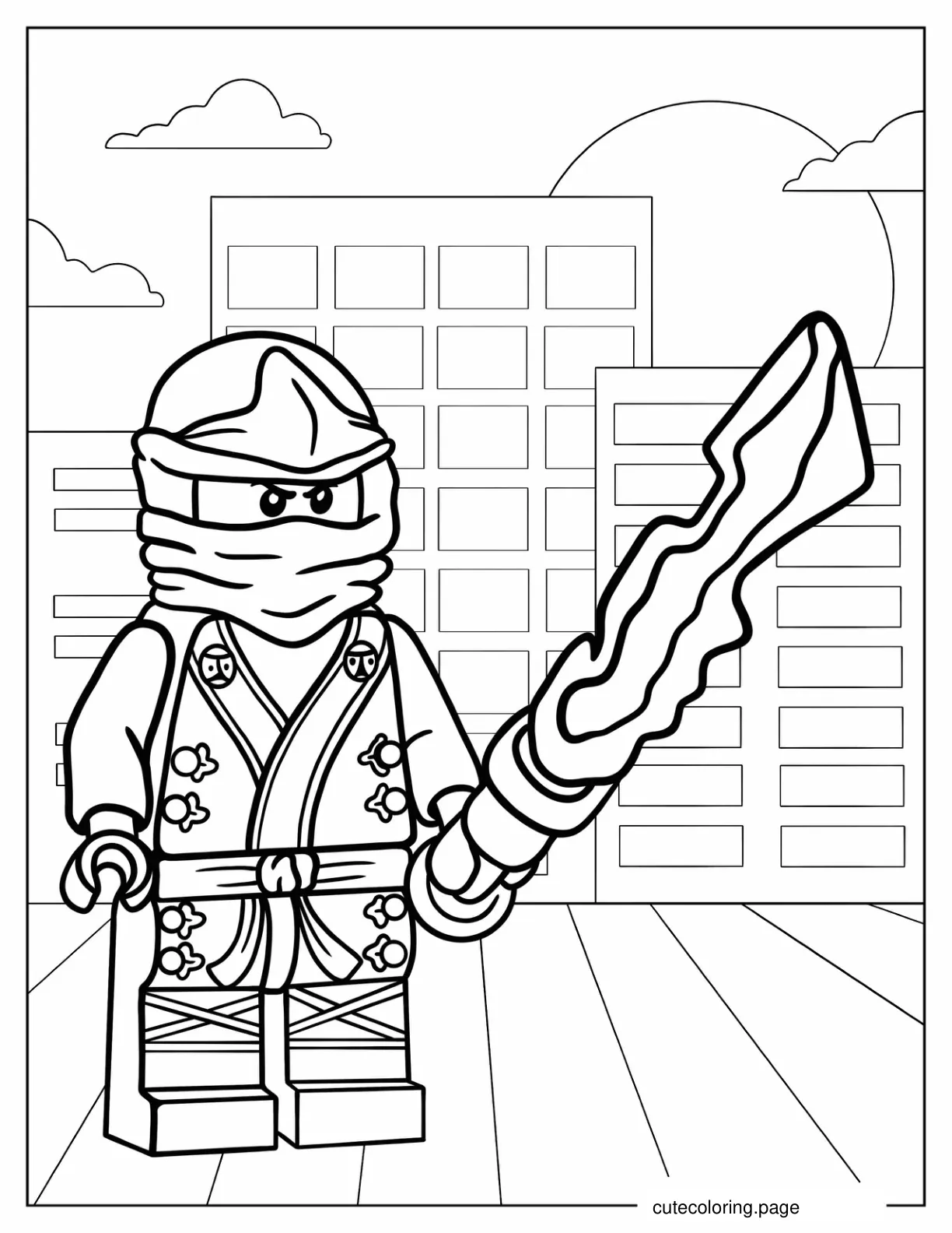 Kai In Final Battle Suit With Sword coloring page