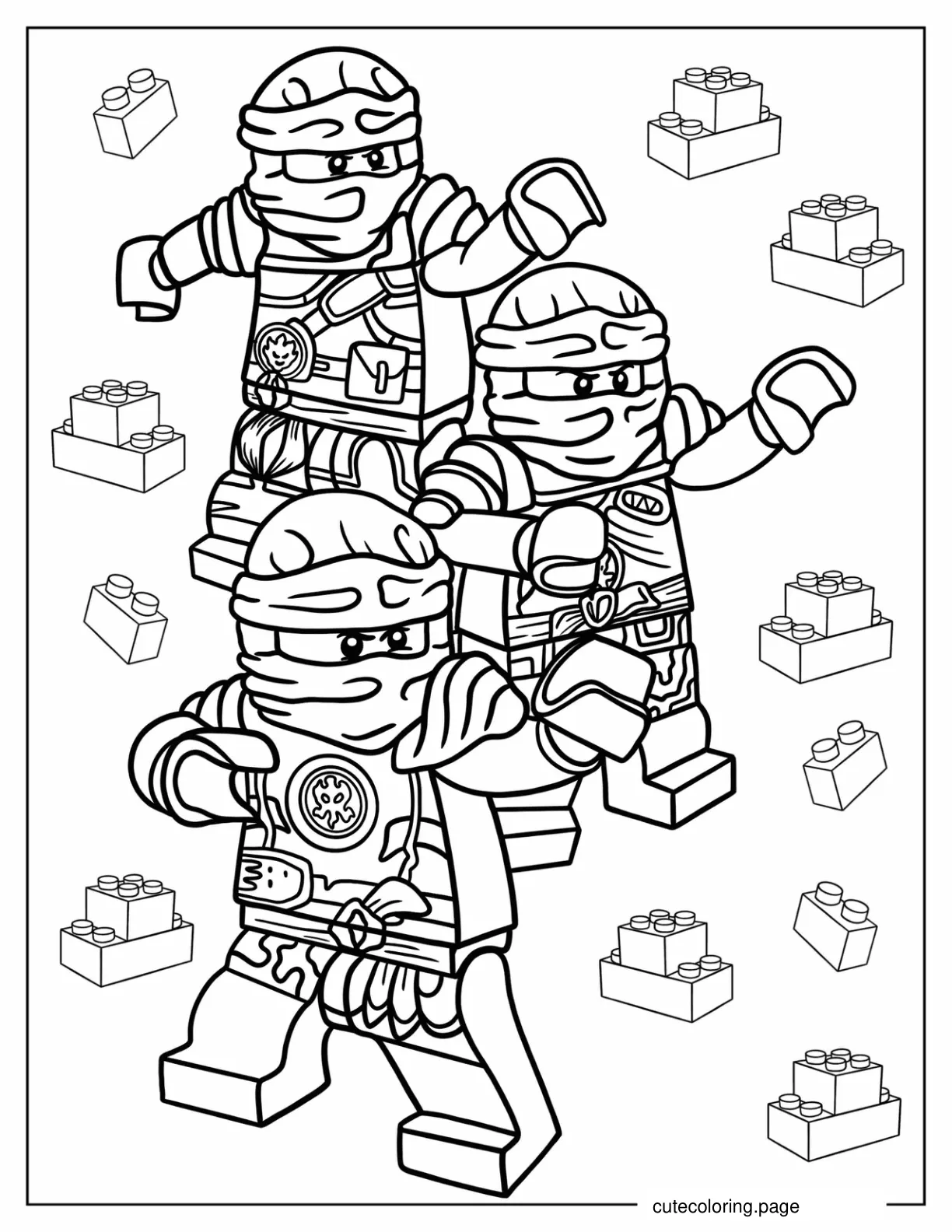 Lloyd Jay And Kai Fighting Evil Coloring Sheet coloring page