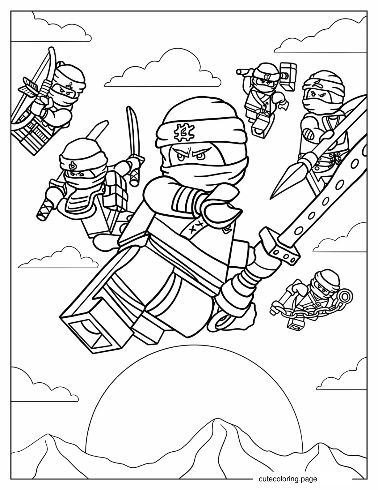 Ninjago In Fighting Mode Coloring Page coloring page