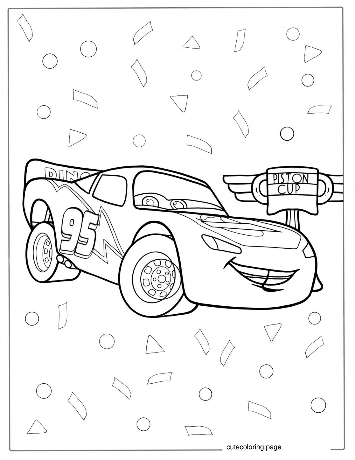 Coloring Page Of Lightning McQueen With Piston Cup coloring page