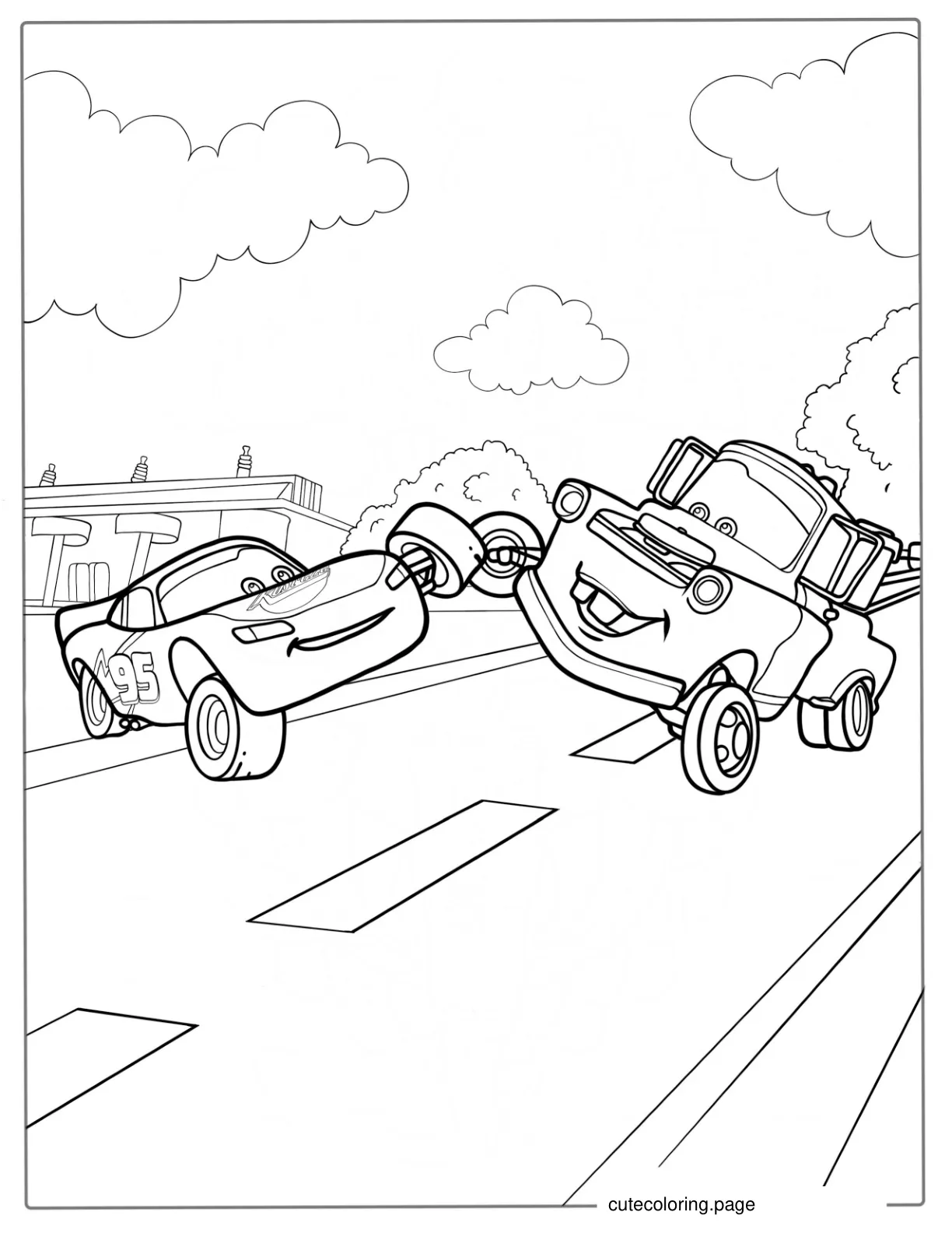 Coloring Page Of Mater and Lightning McQueen coloring page