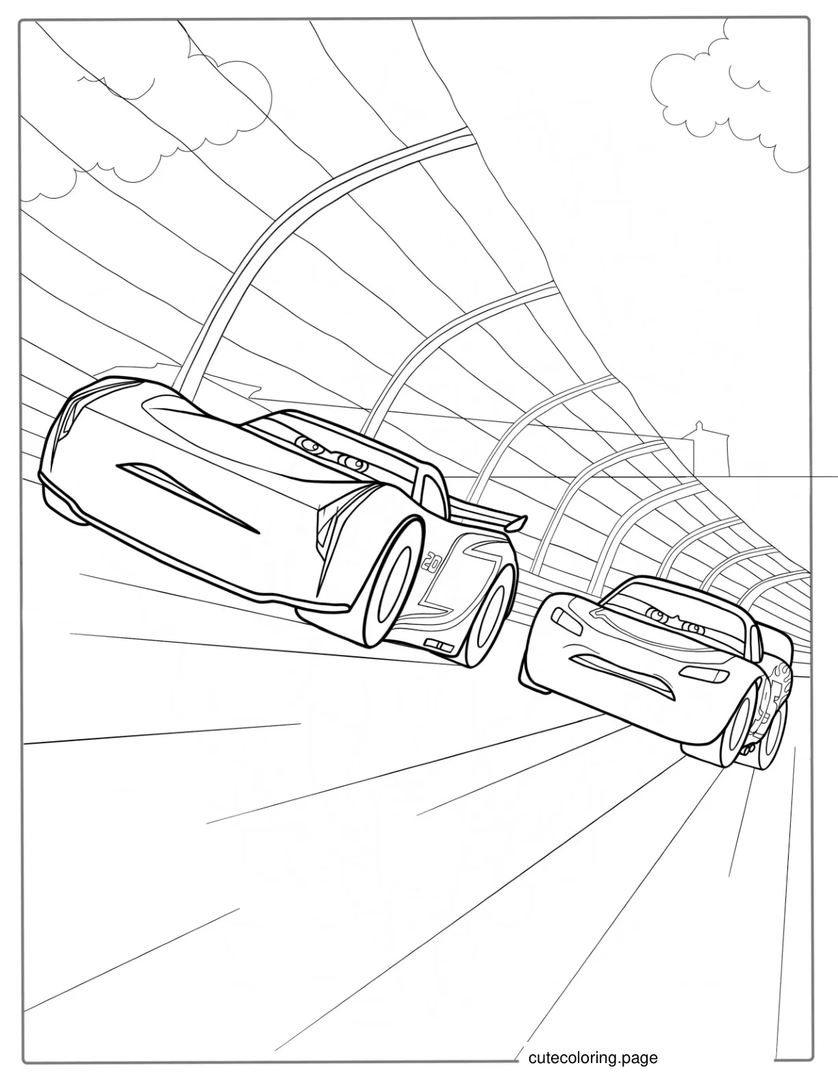 Jackson Storm And Lightning McQueen Coloring Page coloring page