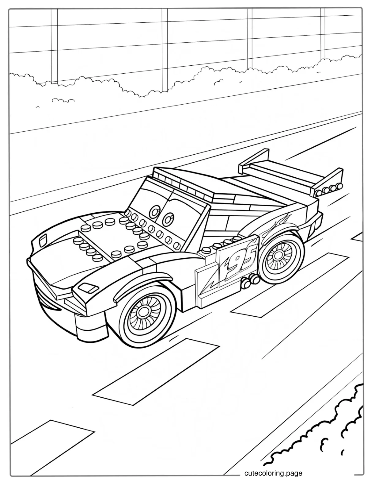 Lego Lightning McQueen Coloring Sheet For Kids coloring page