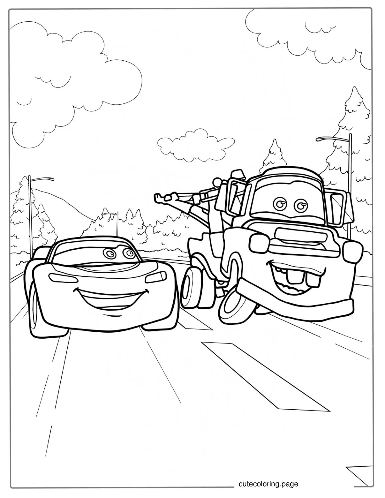 Mater And Lightning McQueen Coloring Page coloring page