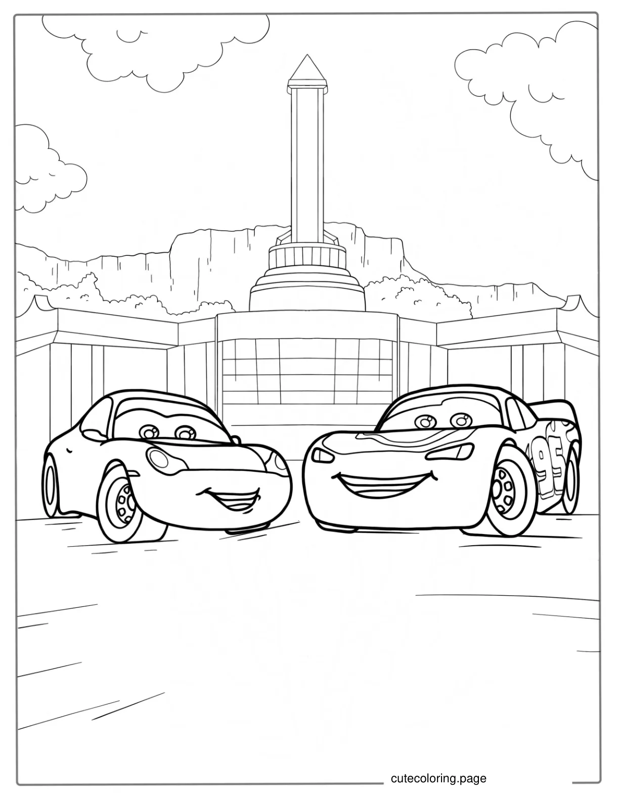 McQueen And Sally In Radiator Springs Coloring Sheet coloring page