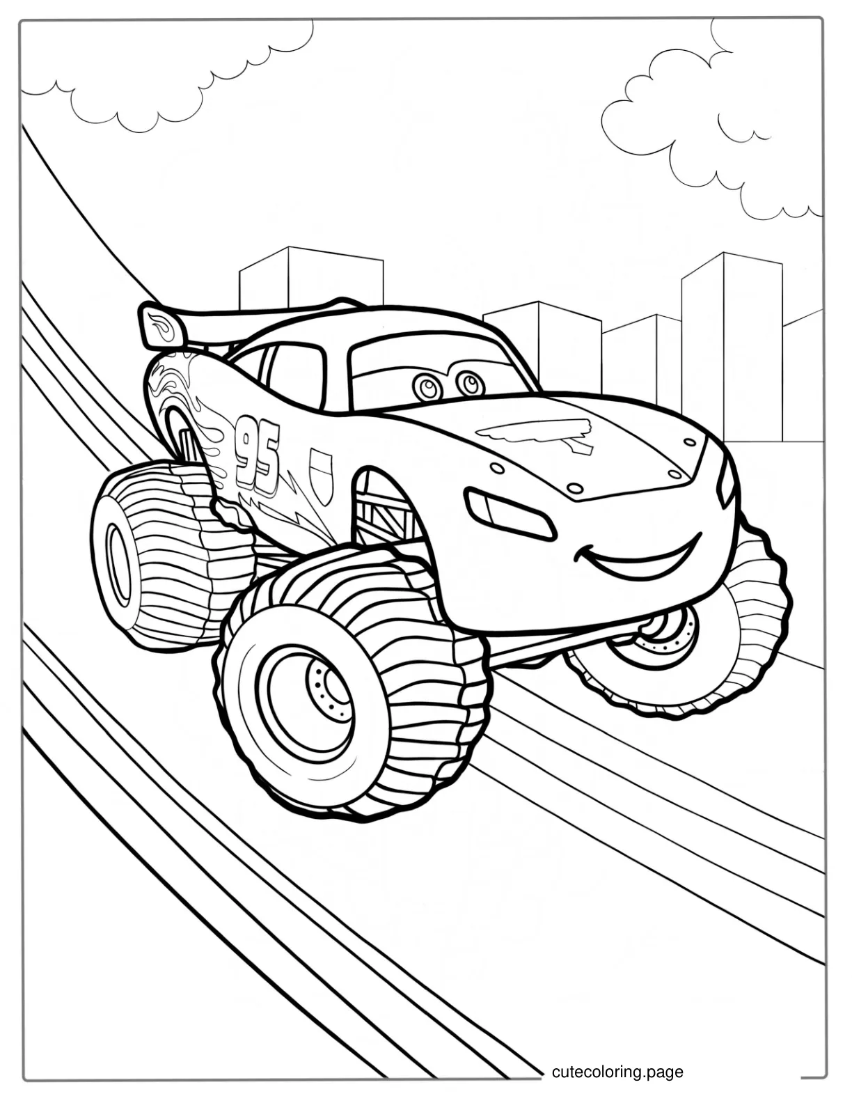 Monster Truck Lightning McQueen Coloring Page coloring page