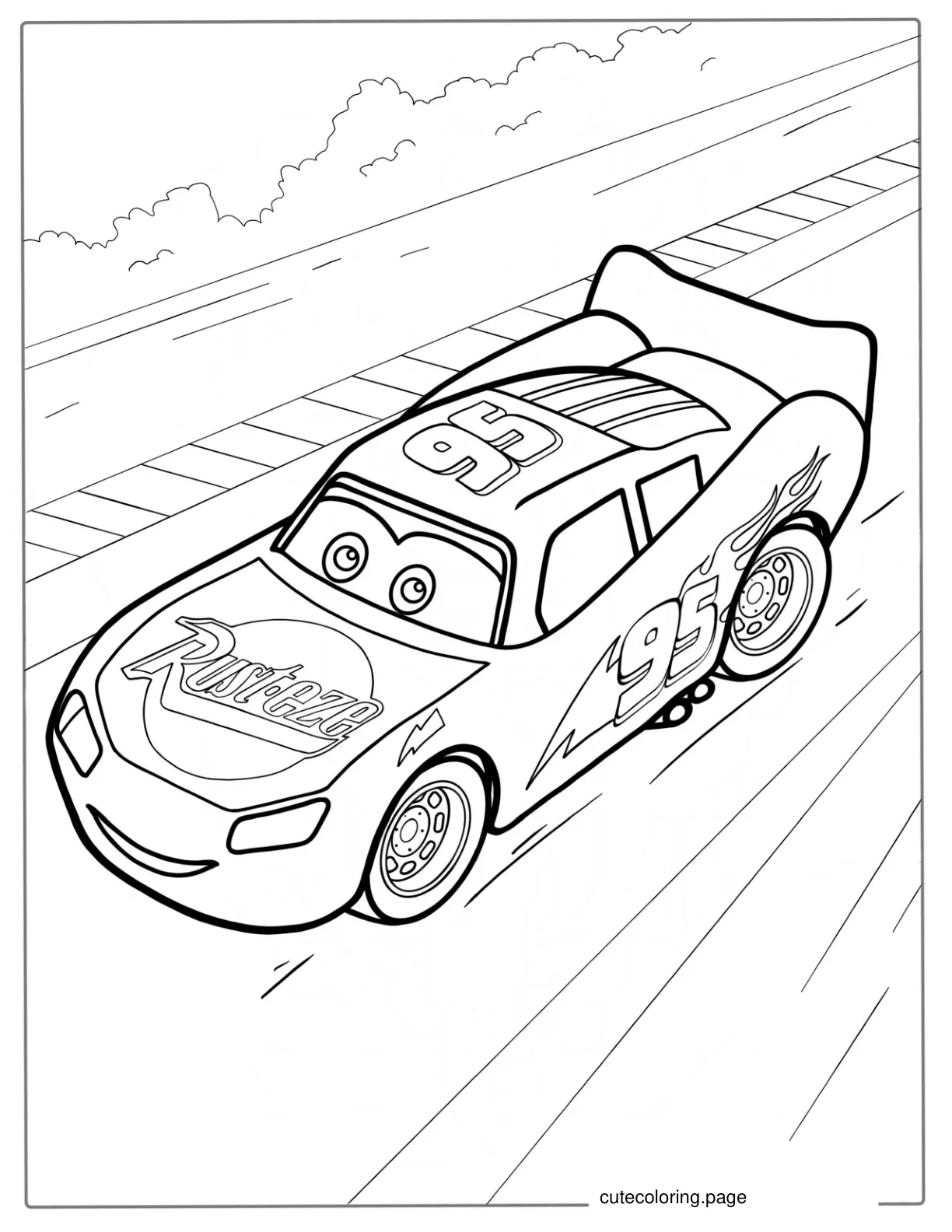 Rusteze Lightning McQueen Coloring Sheet For Kids coloring page