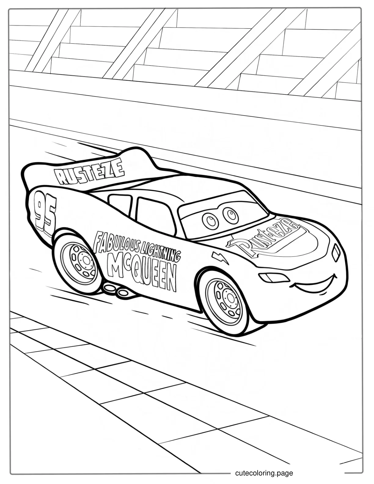 Simple Coloring Sheet Of Lightning McQueen coloring page