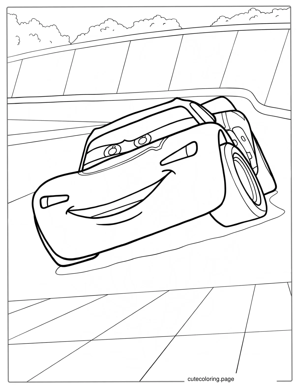 Simple Outline Of Lightning McQueen To Color coloring page