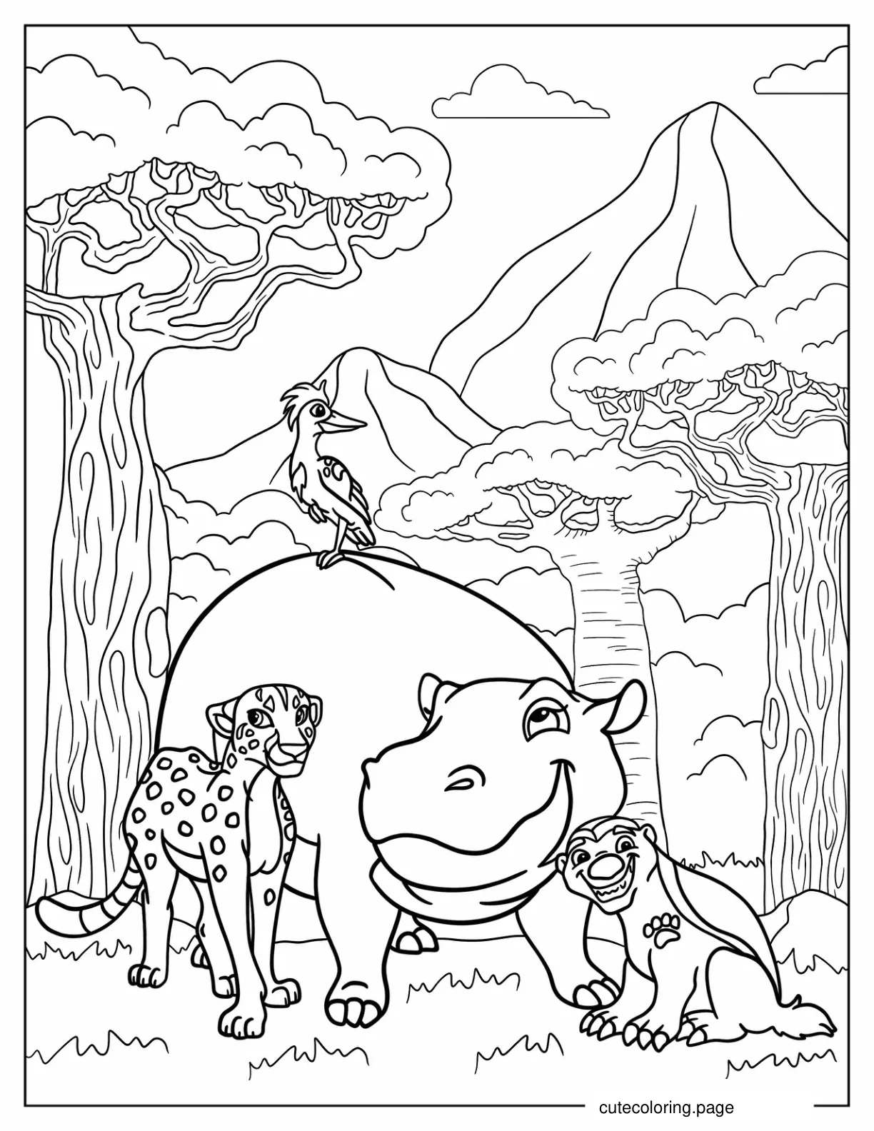 Adult Fuli Ono Beshte And Bunga Of Lion Guard coloring page