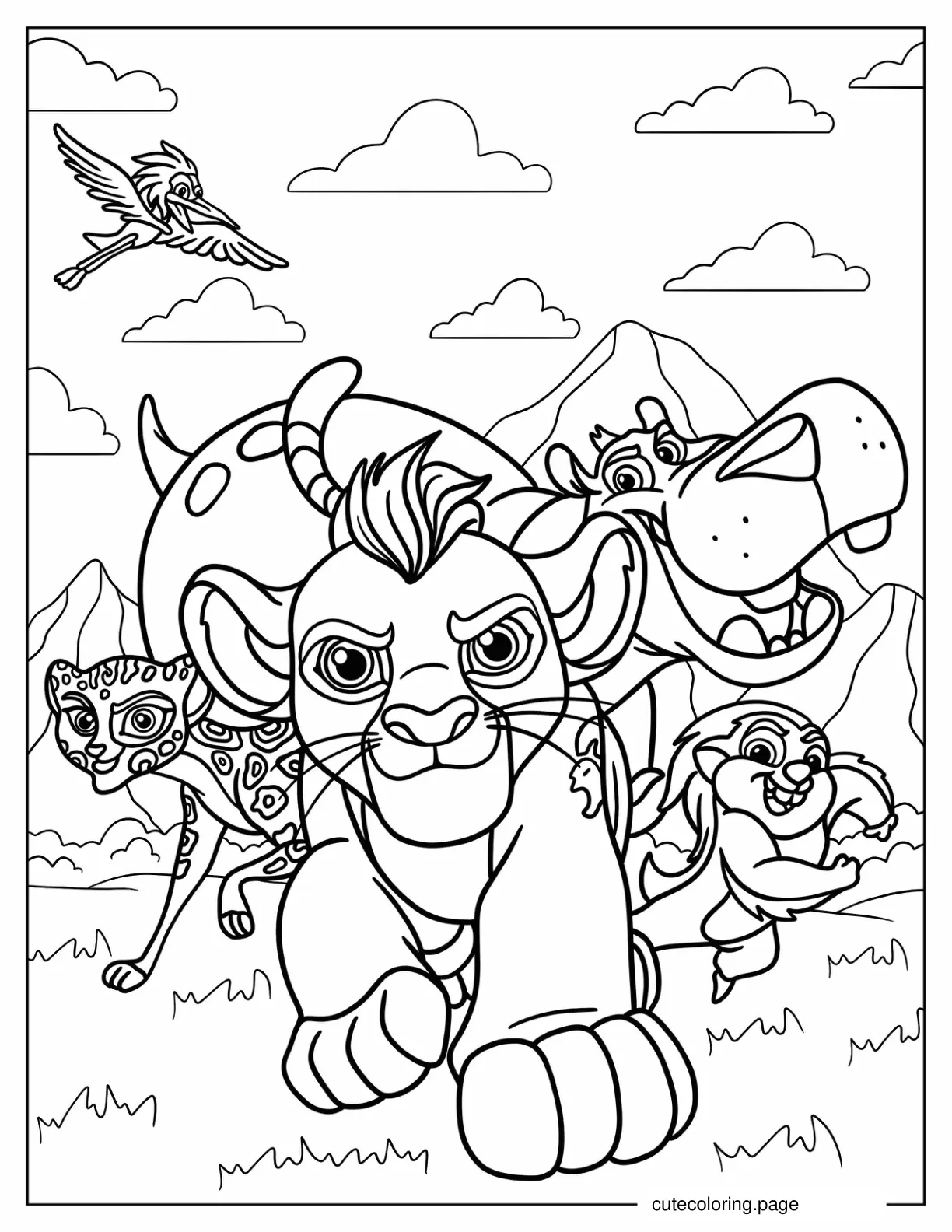 Lion Guard Kion Fuli Beshte And Bunga Coloring Page coloring page