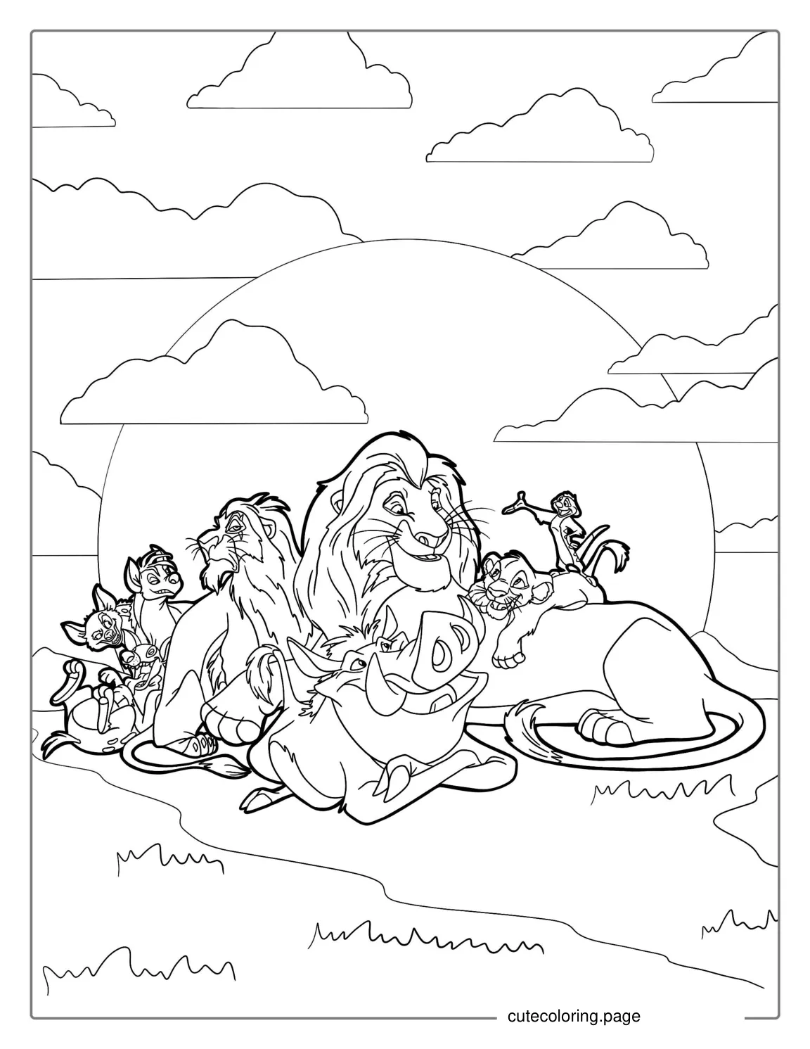 Iconic Lion King Characters To Color coloring page