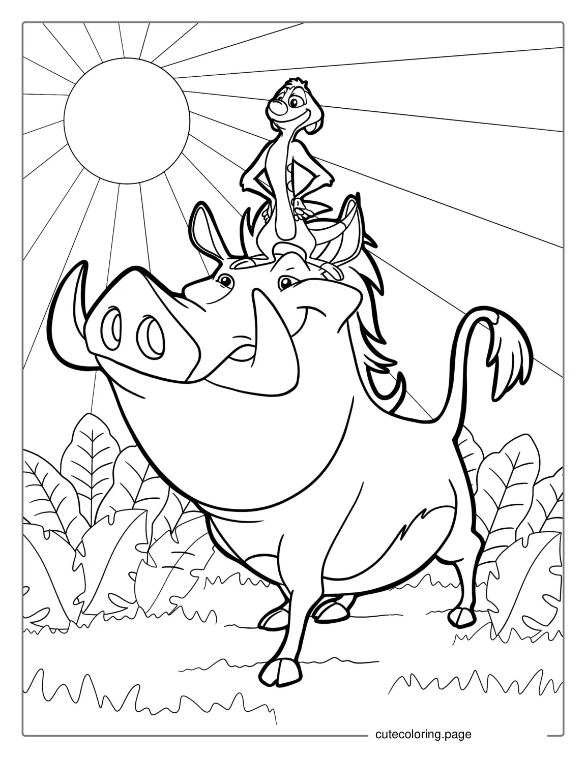 Timon and Pumbaa Hakuna Matata Coloring Page coloring page